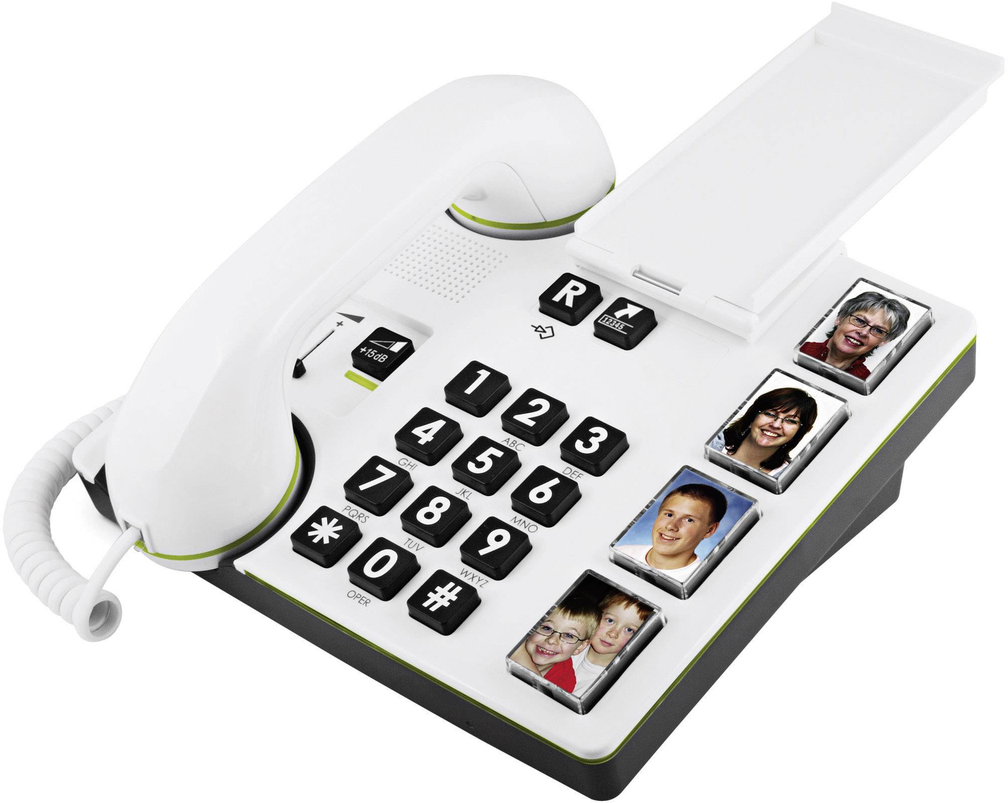 doro MemoryPlus 319iph Schnurgebundenes Seniorentelefon  Optische Anrufsignalisierung, Foto-Tasten kein Display Weiß, Schwarz