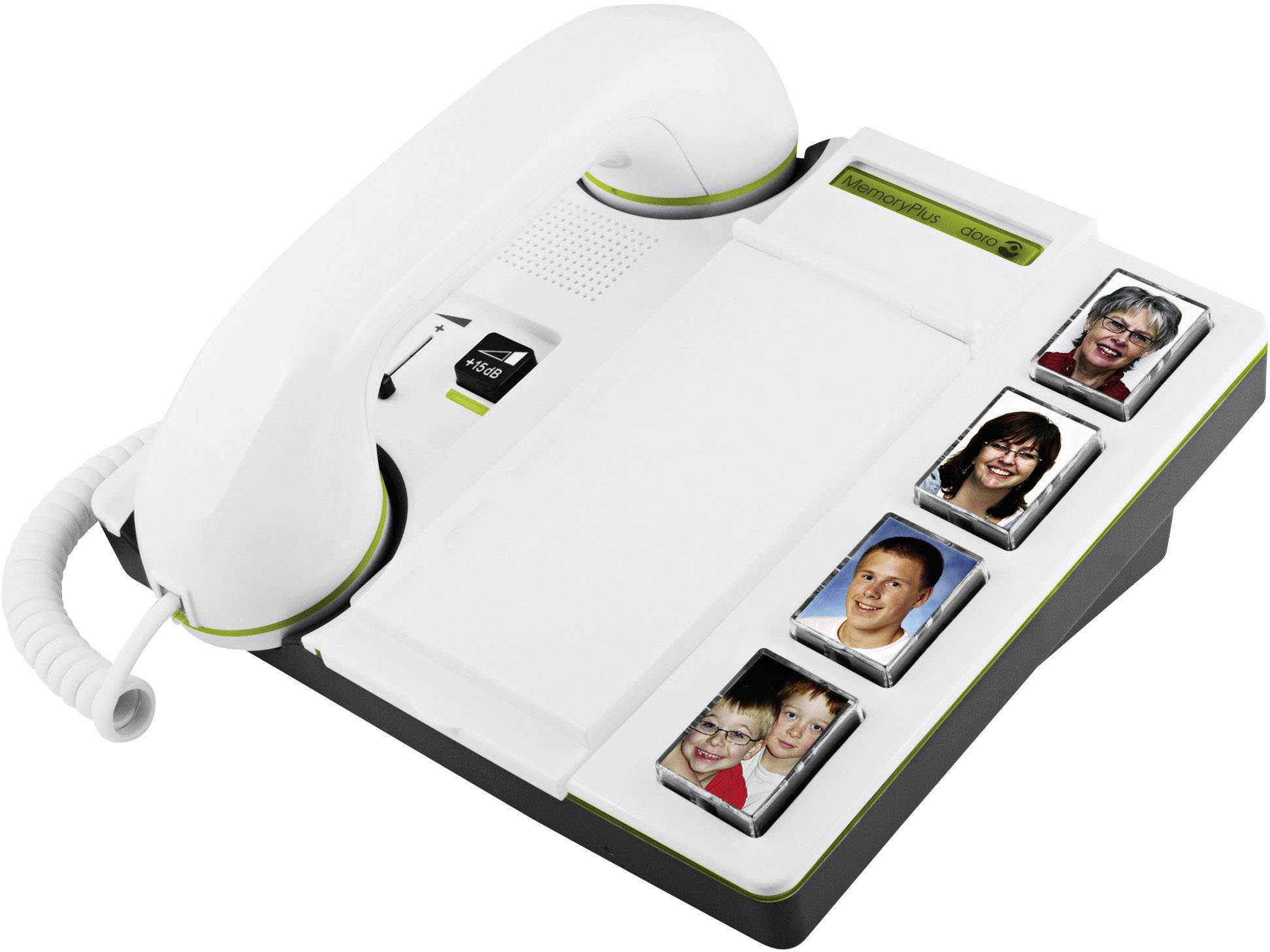 doro MemoryPlus 319iph Schnurgebundenes Seniorentelefon  Optische Anrufsignalisierung, Foto-Tasten kein Display Weiß, Schwarz