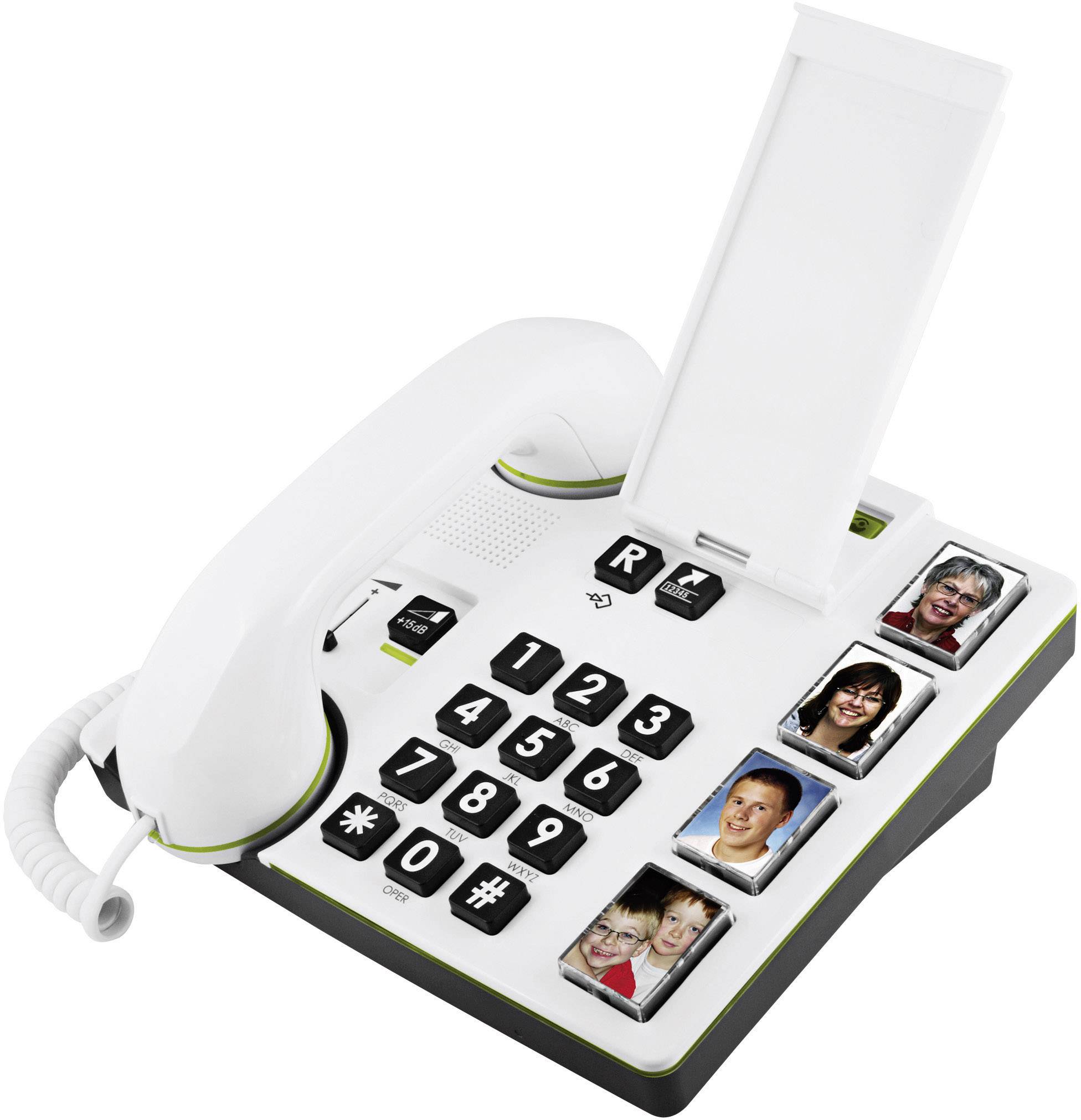 doro MemoryPlus 319iph Schnurgebundenes Seniorentelefon  Optische Anrufsignalisierung, Foto-Tasten kein Display Weiß, Schwarz
