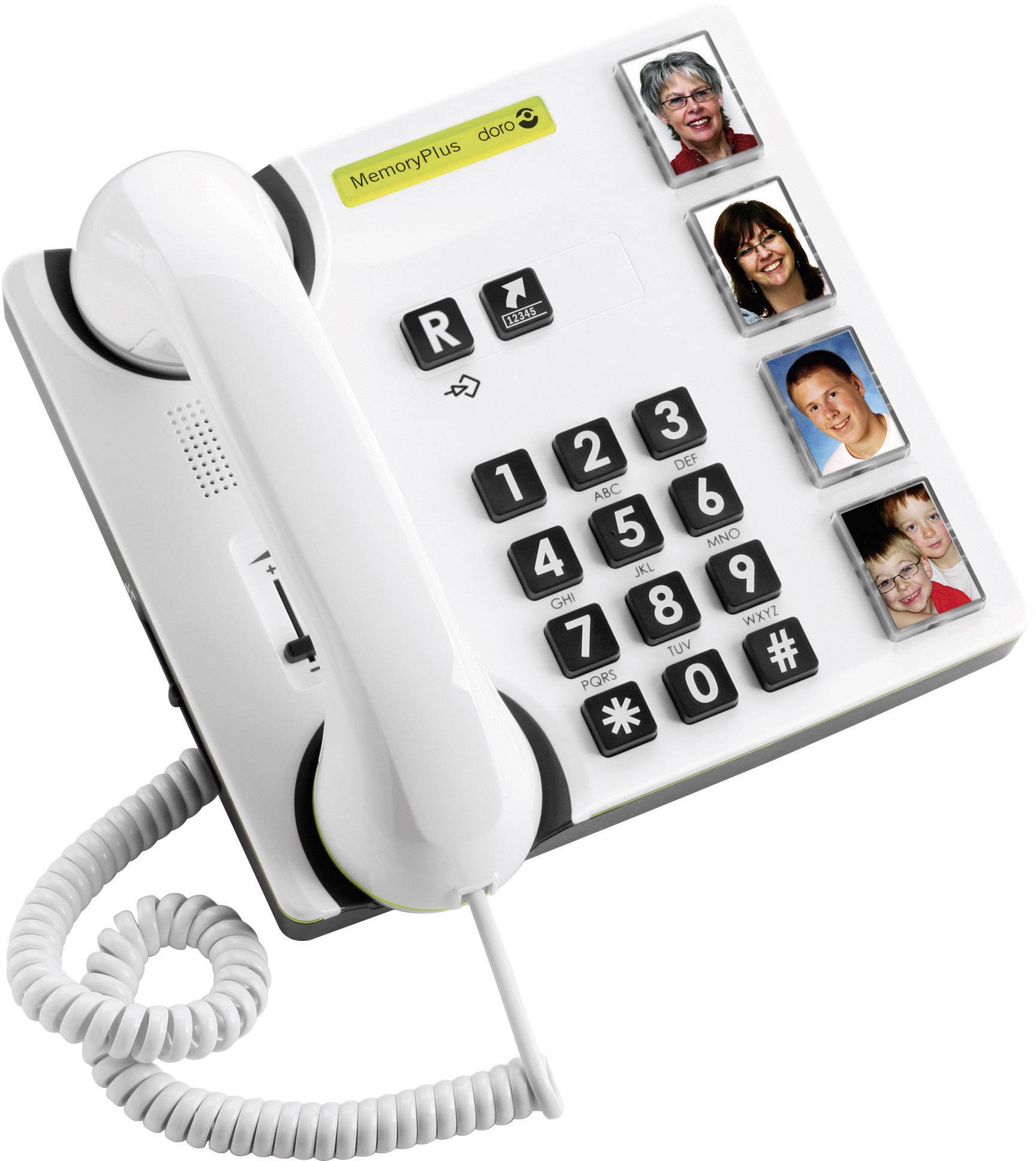 doro MemoryPlus 319iph Schnurgebundenes Seniorentelefon  Optische Anrufsignalisierung, Foto-Tasten kein Display Weiß, Schwarz