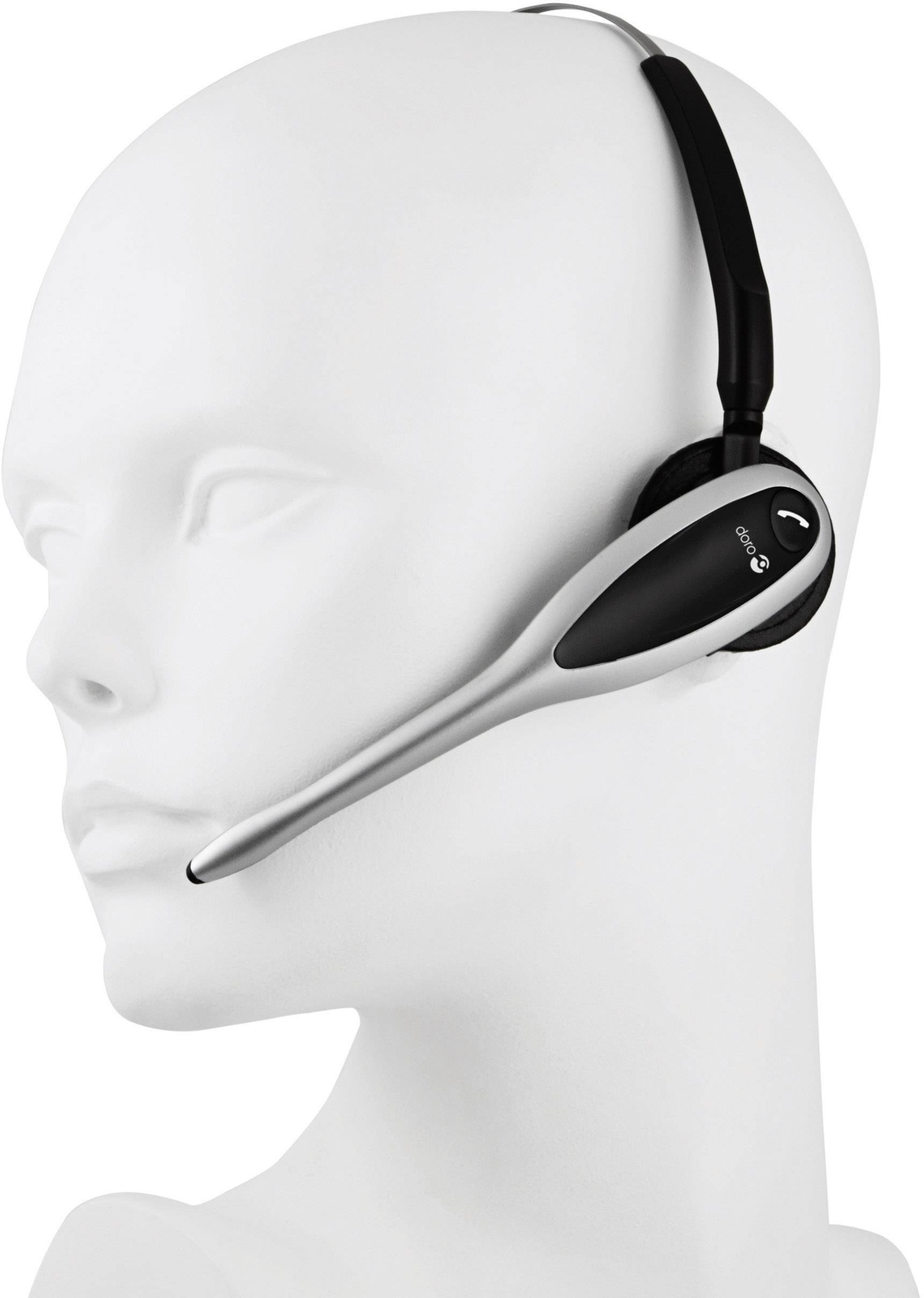 doro HS1910 Telefon-Headset DECT schnurlos, Mono In Ear Silber, Schwarz