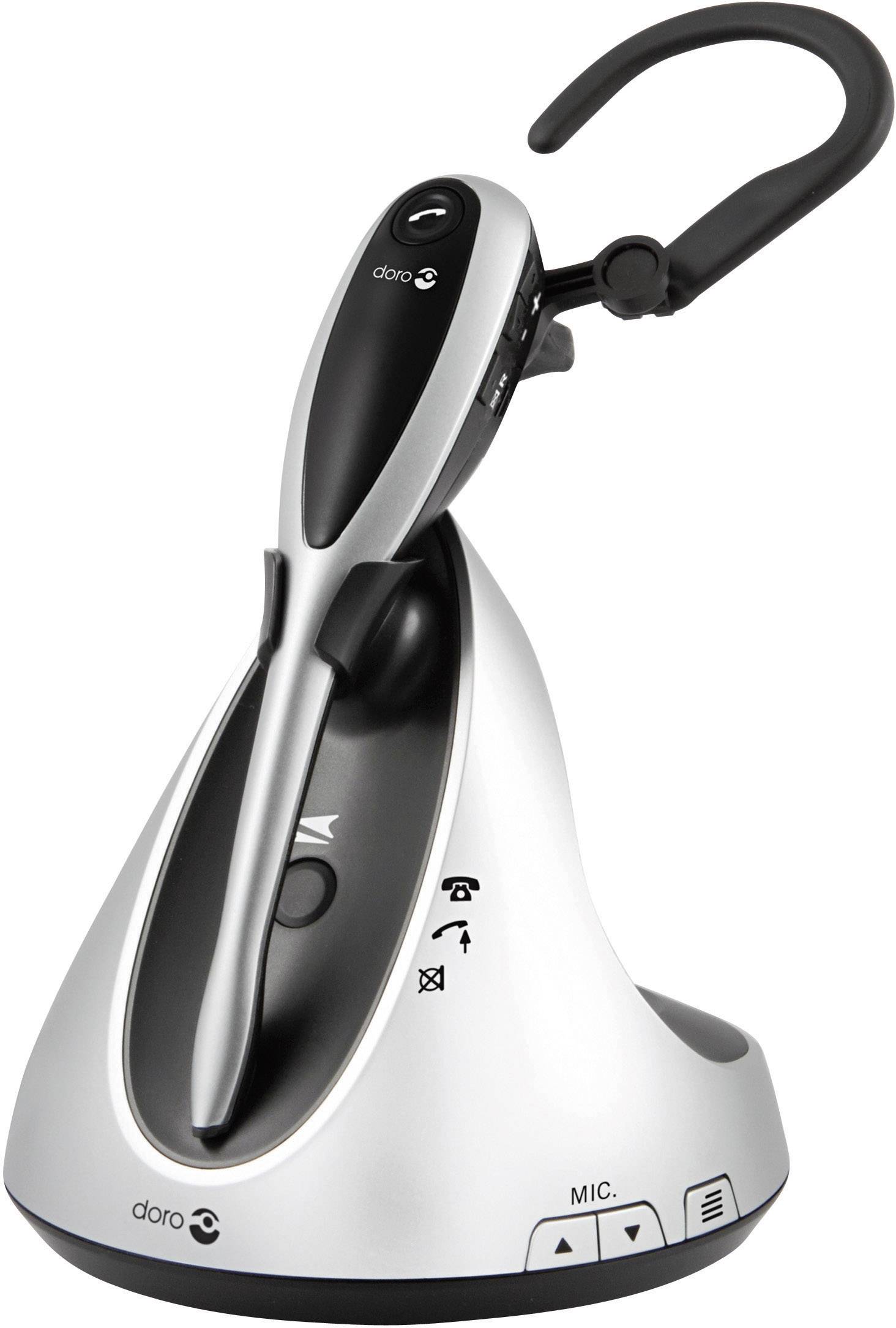 doro HS1910 Telefon-Headset DECT schnurlos, Mono In Ear Silber, Schwarz