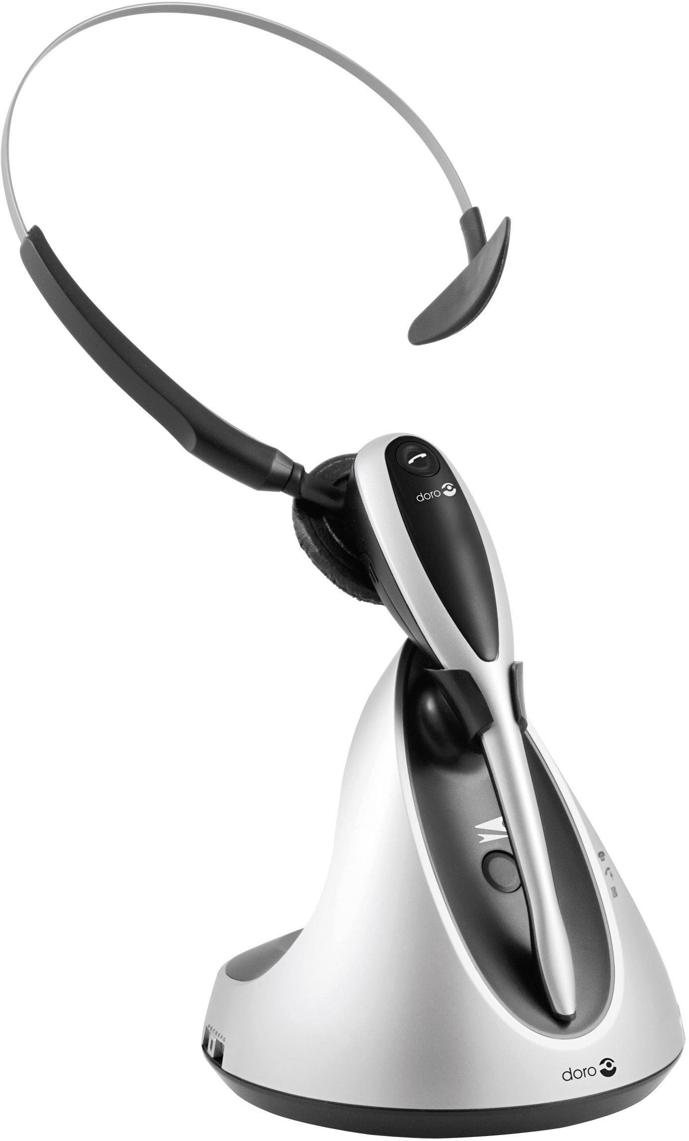 doro HS1910 Telefon-Headset DECT schnurlos, Mono In Ear Silber, Schwarz