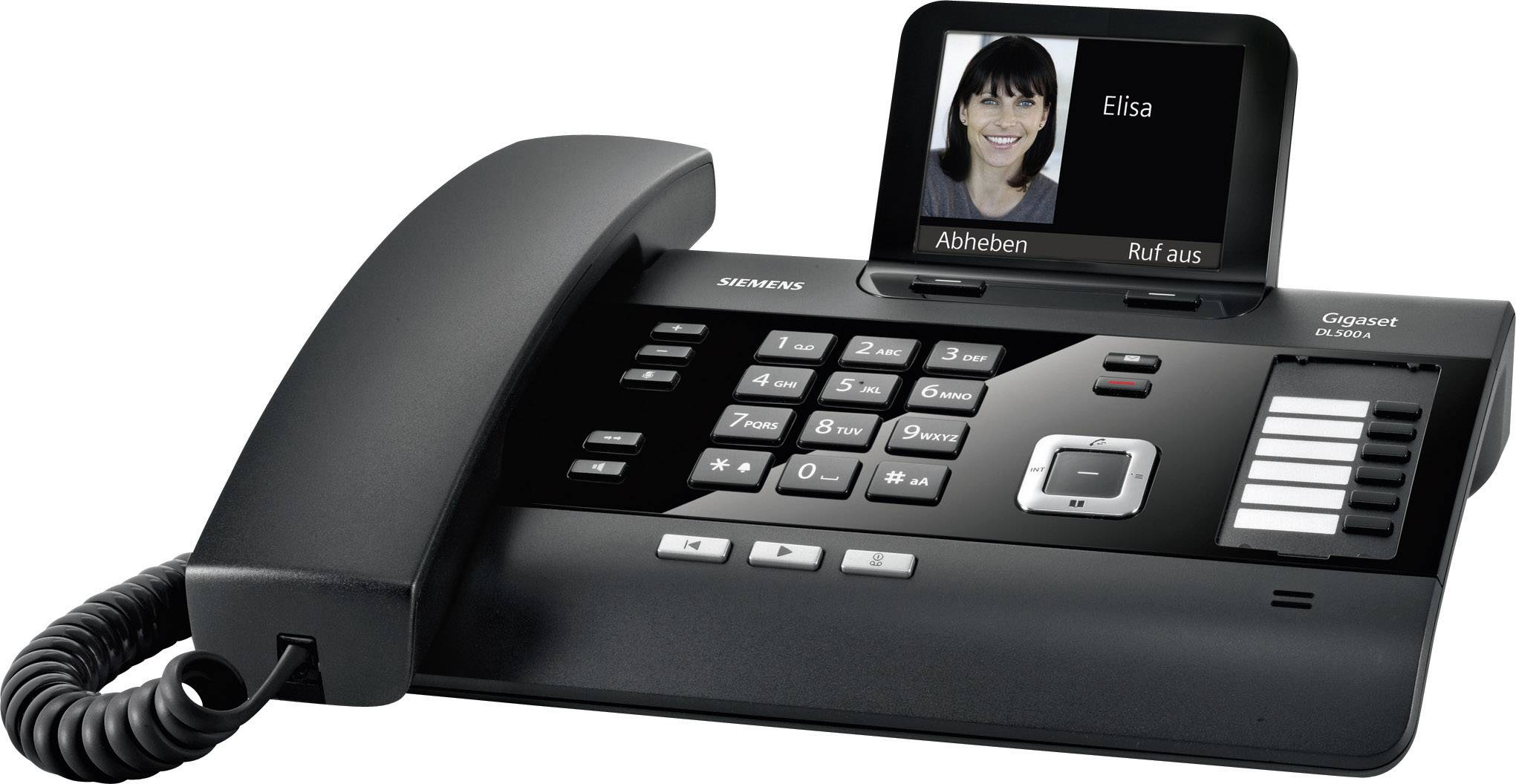 Gigaset DL500A Schnurgebundenes Telefon, analog Anrufbeantworter Farbdisplay Schwarz