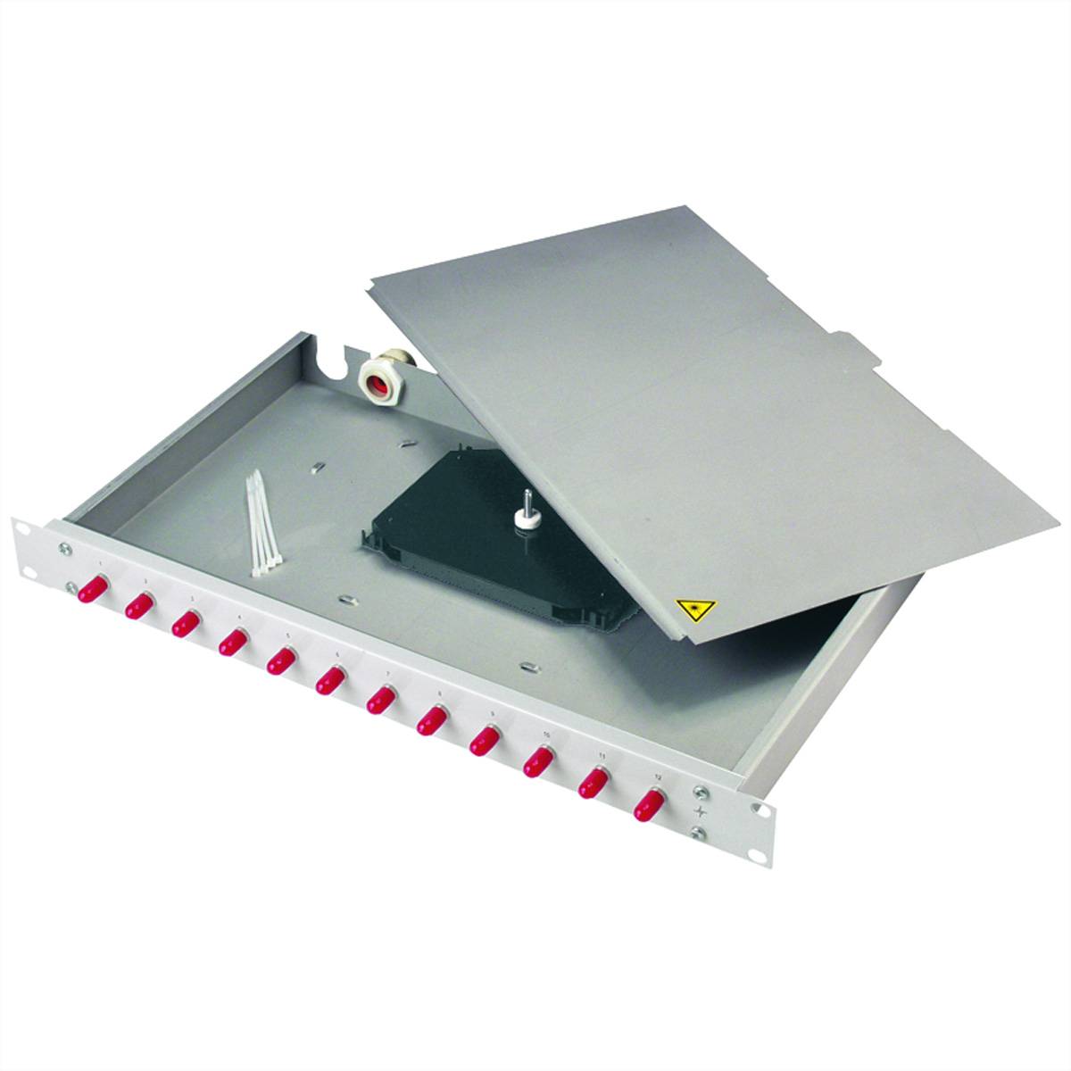 TELEGÄRTNER 19" LWL-Rangierverteiler BASIS eco, 1 HE, mit 12x SC Duplex Kuppl. Ker./violett