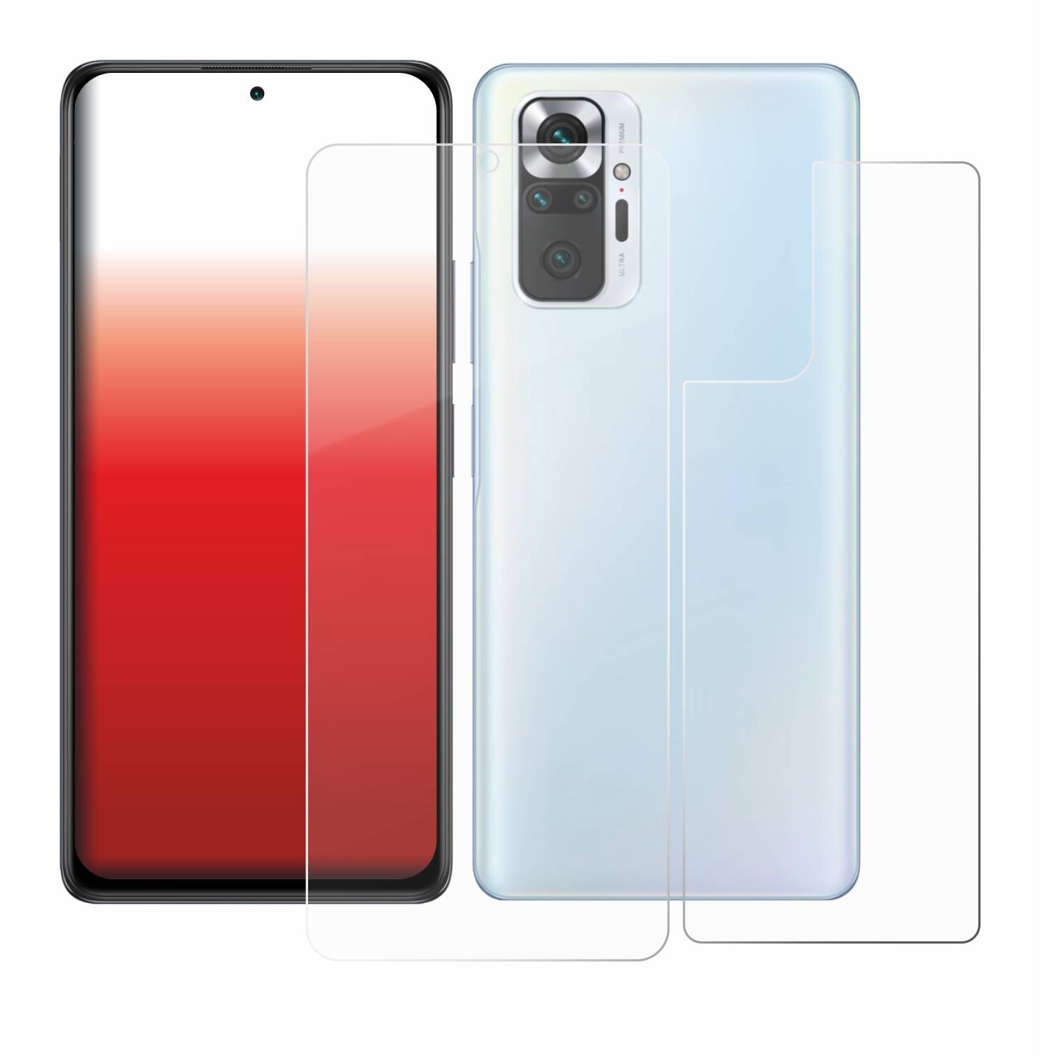 upscreen Hybrid Glas Panzer-Folie für Xiaomi Redmi Note 10 Pro (Display+Rückseite)