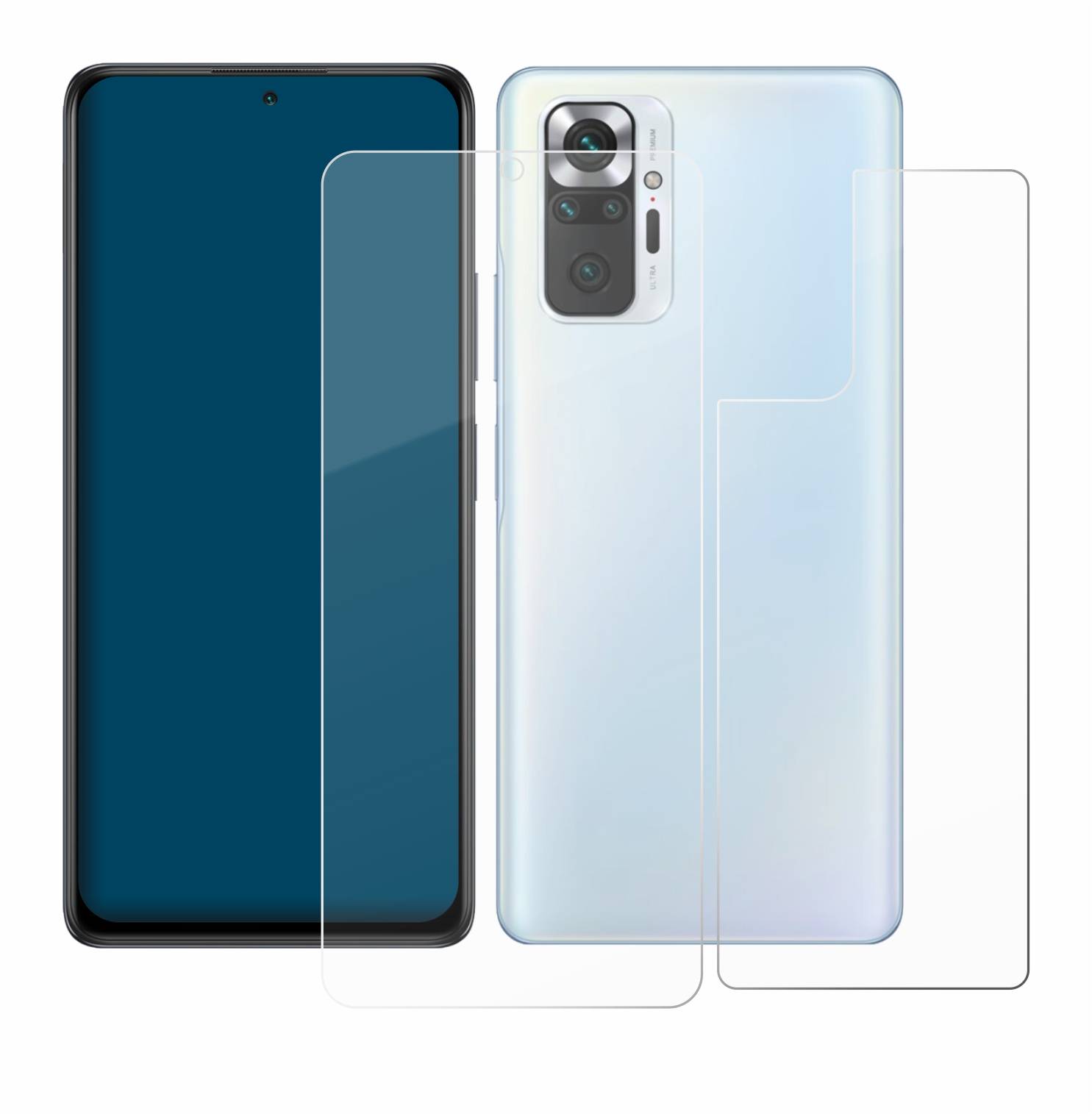 BROTECT AirGlass Glas Schutz-Folie für Xiaomi Redmi Note 10 Pro (Display+Rückseite) - Schutzglas