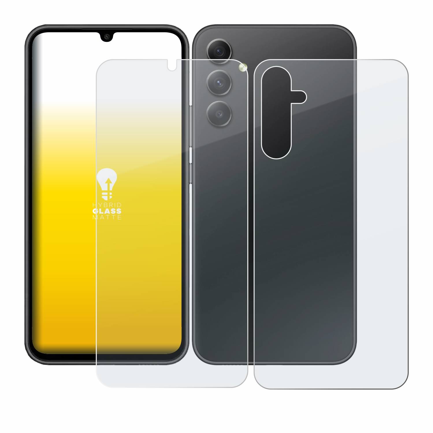 upscreen Hybrid Glas Matt Schutz-Folie für Samsung Galaxy A34 5G (Display+Rückseite)