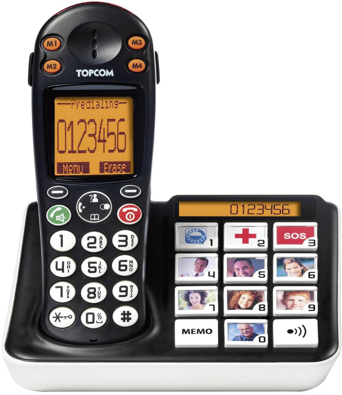 Topcom Sologic B935 Schnurloses Seniorentelefon Foto-Tasten, Optische Anrufsignalisierung Beleuchtetes Display Schwarz, Weiß