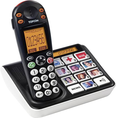 Topcom Sologic B935 Schnurloses Seniorentelefon Foto-Tasten, Optische Anrufsignalisierung Beleuchtet