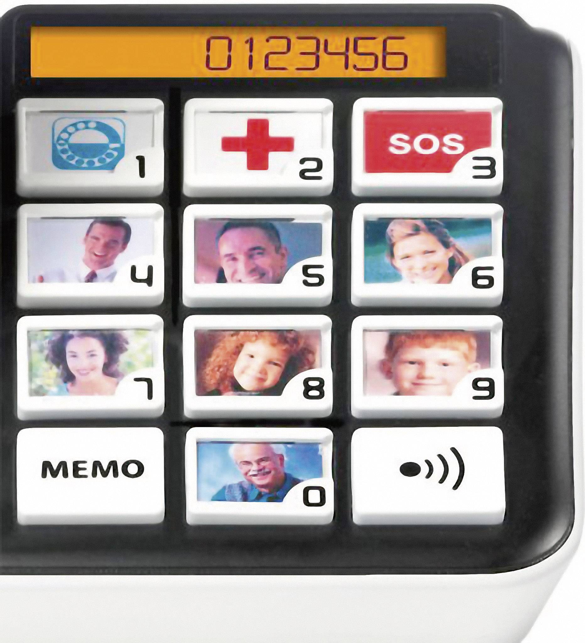 Topcom Sologic B935 Schnurloses Seniorentelefon Foto-Tasten, Optische Anrufsignalisierung Beleuchtetes Display Schwarz, Weiß