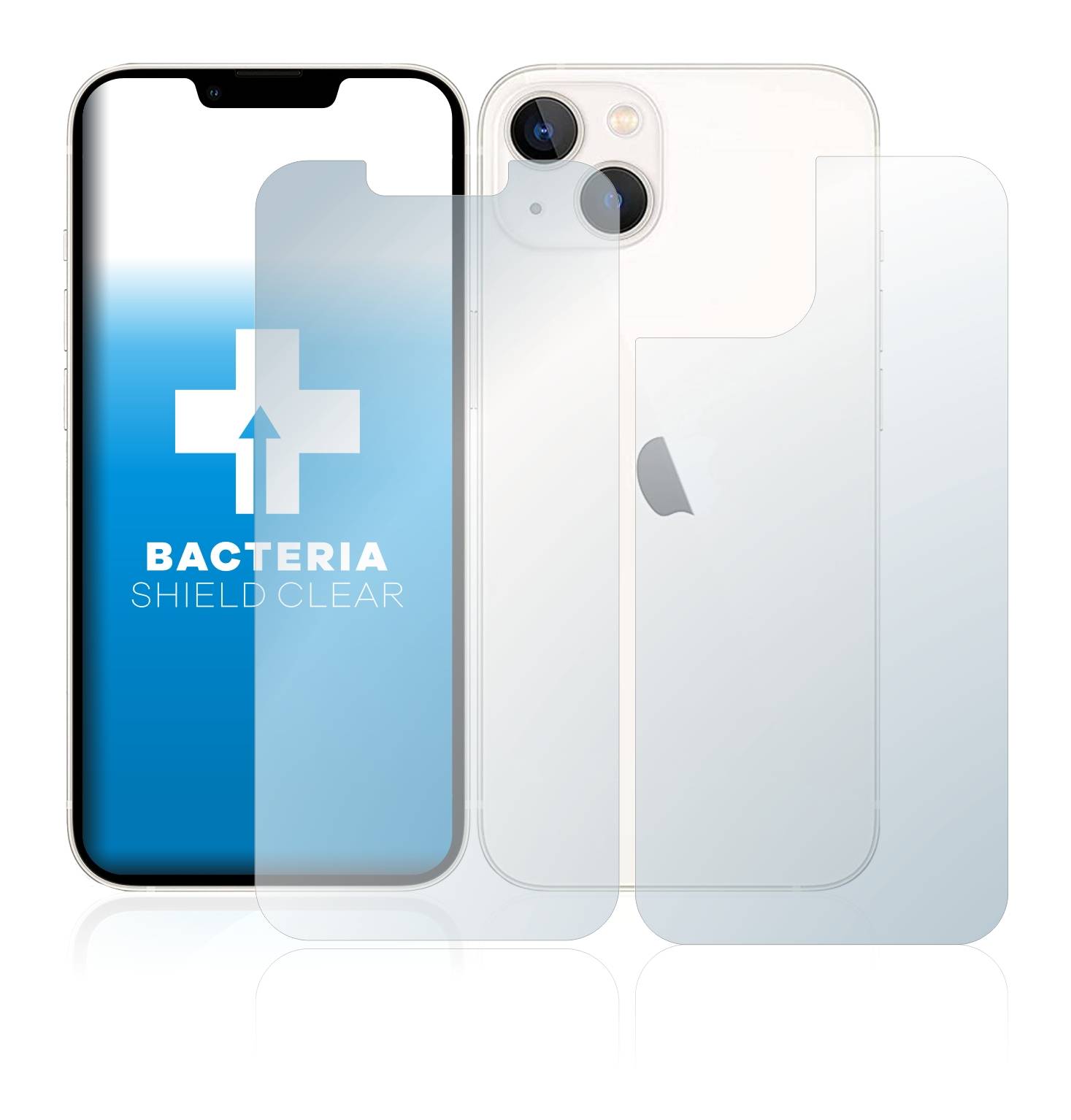 upscreen Bacteria Shield Schutzfolie für Apple iPhone 13 (Display+Rückseite) - Antibakteriell