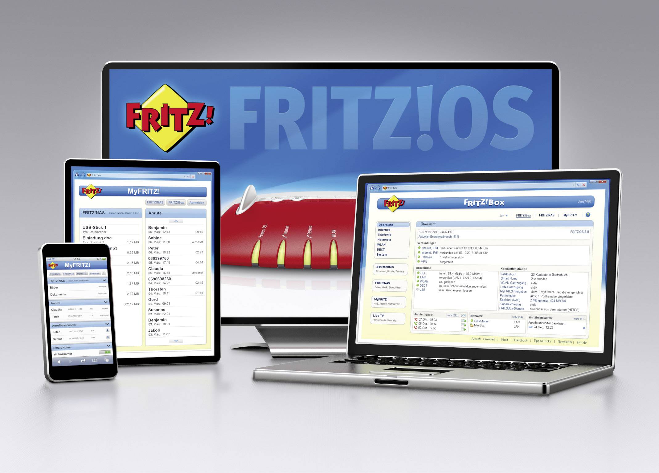 AVM FRITZ!Box 7390 WLAN Router mit Modem Integriertes Modem: ADSL, ADSL2+, VDSL 2.4 GHz, 5 GHz 600 MBit/s