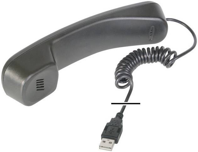 Telefonhörer mit USB-Stecker, zeigt eine Verbindung zwischen traditioneller Telefonie und moderner Computertechnologie.