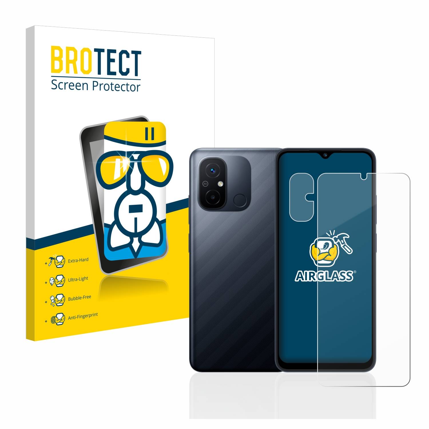BROTECT AirGlass Glas Schutz-Folie für Xiaomi Redmi 12C (Display+Kamera) - Schutzglas
