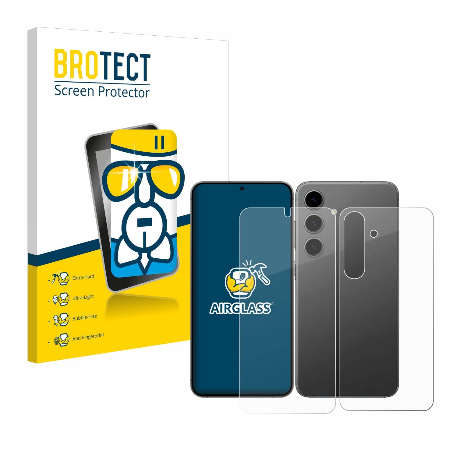 BROTECT AirGlass Glas Schutz-Folie für Samsung Galaxy S24 (Display+Rückseite) - Schutzglas