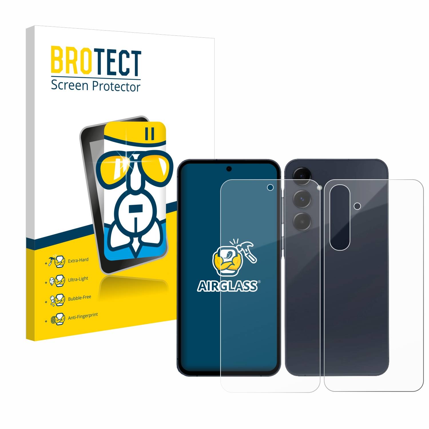 BROTECT AirGlass Glas Schutz-Folie für Samsung Galaxy A55 5G (Display+Rückseite) - Schutzglas