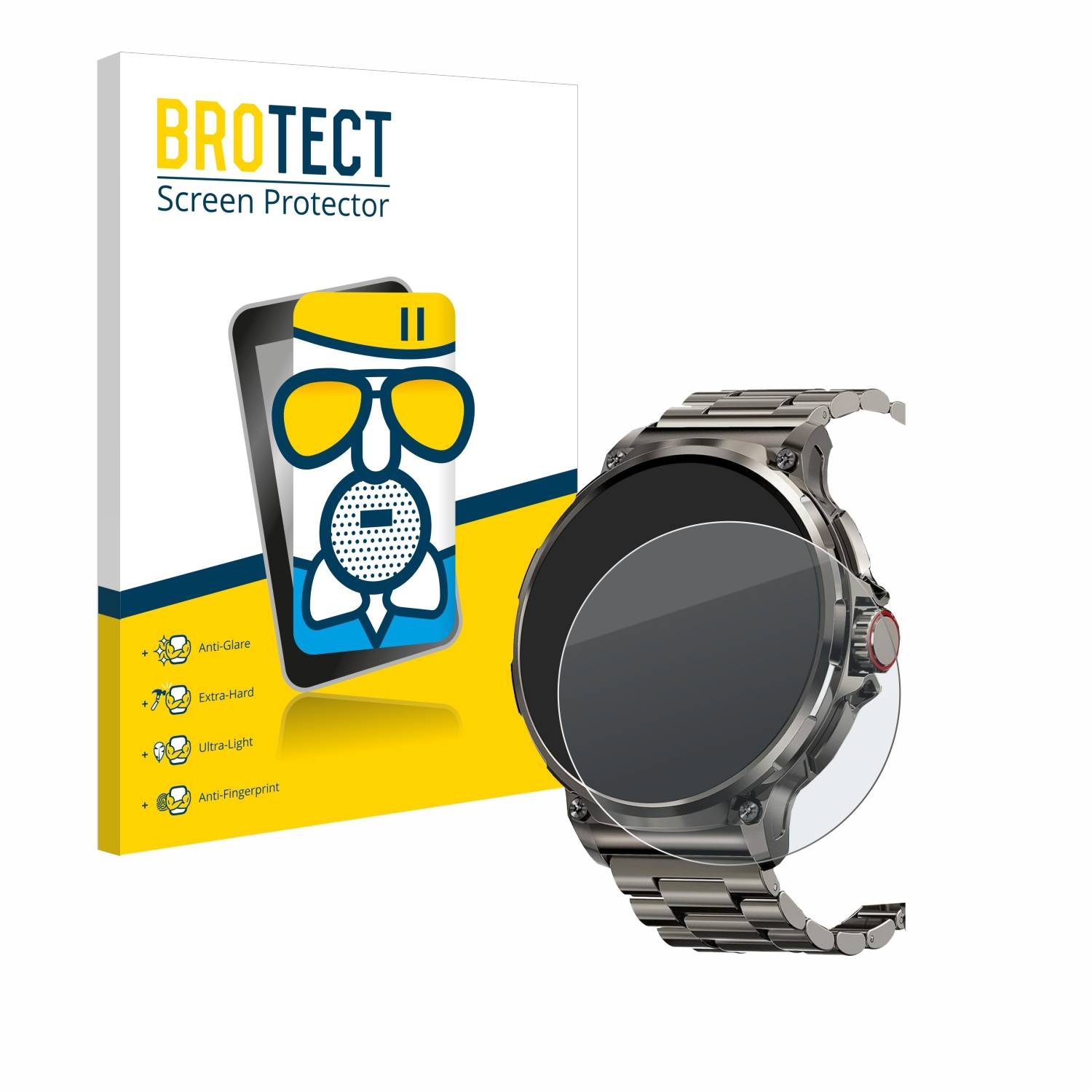BROTECT AirGlass Flexible Schutz Glas Folie für Tesofit Smartwatch 1.85" (rund) Matt Entspiegelt