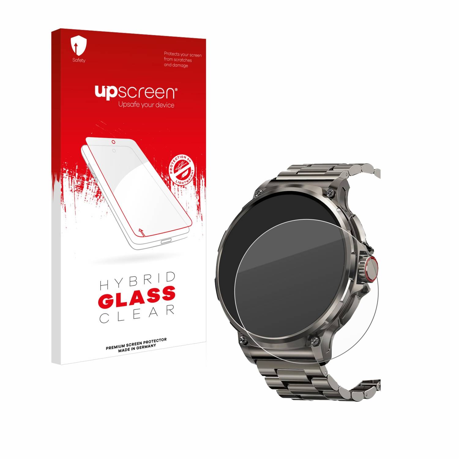 upscreen Hybrid Glas Panzer-Folie für Tesofit Smartwatch 1.85 (rund)