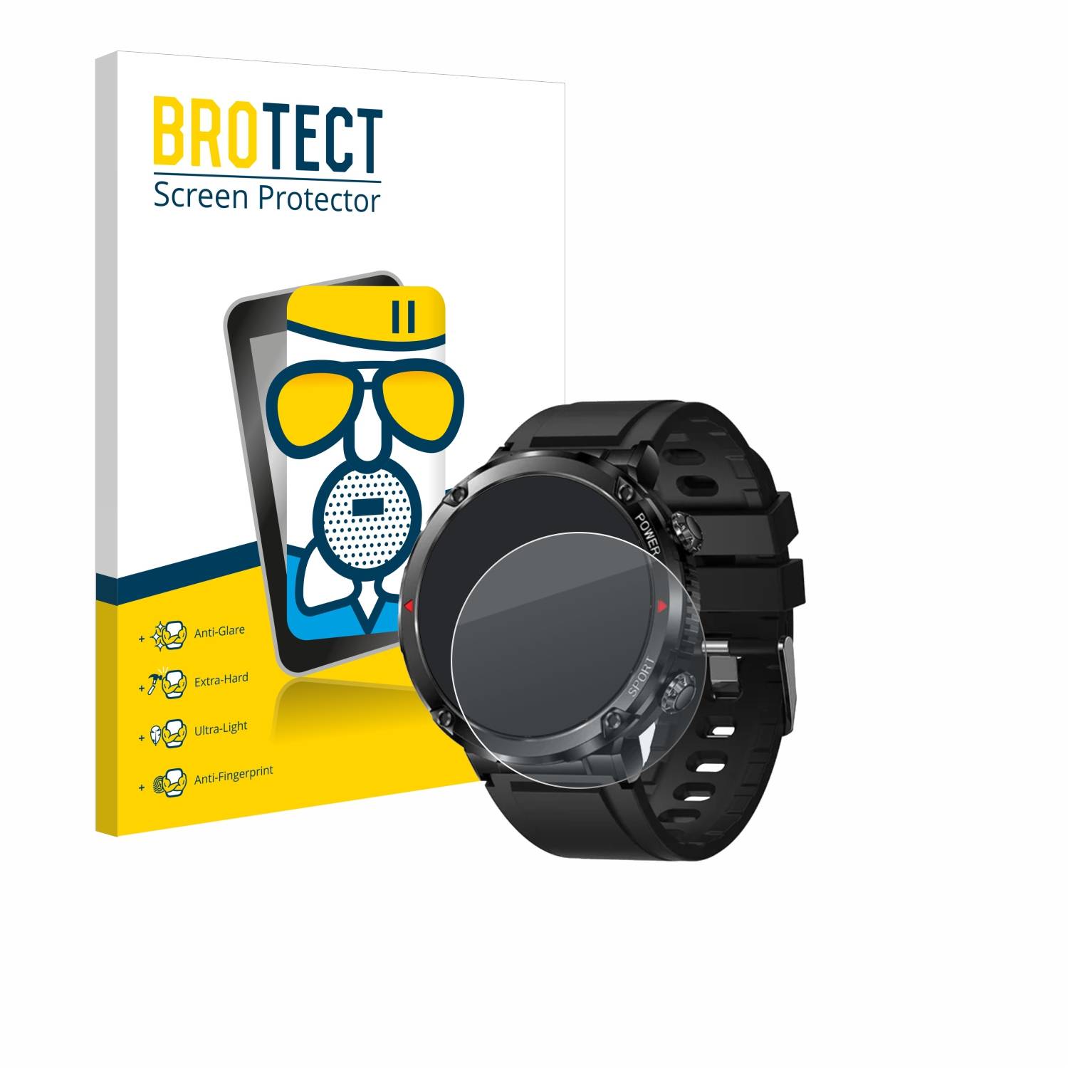 BROTECT AirGlass Matt Glas Panzer Folie für LIGE Smartwatch 1.6