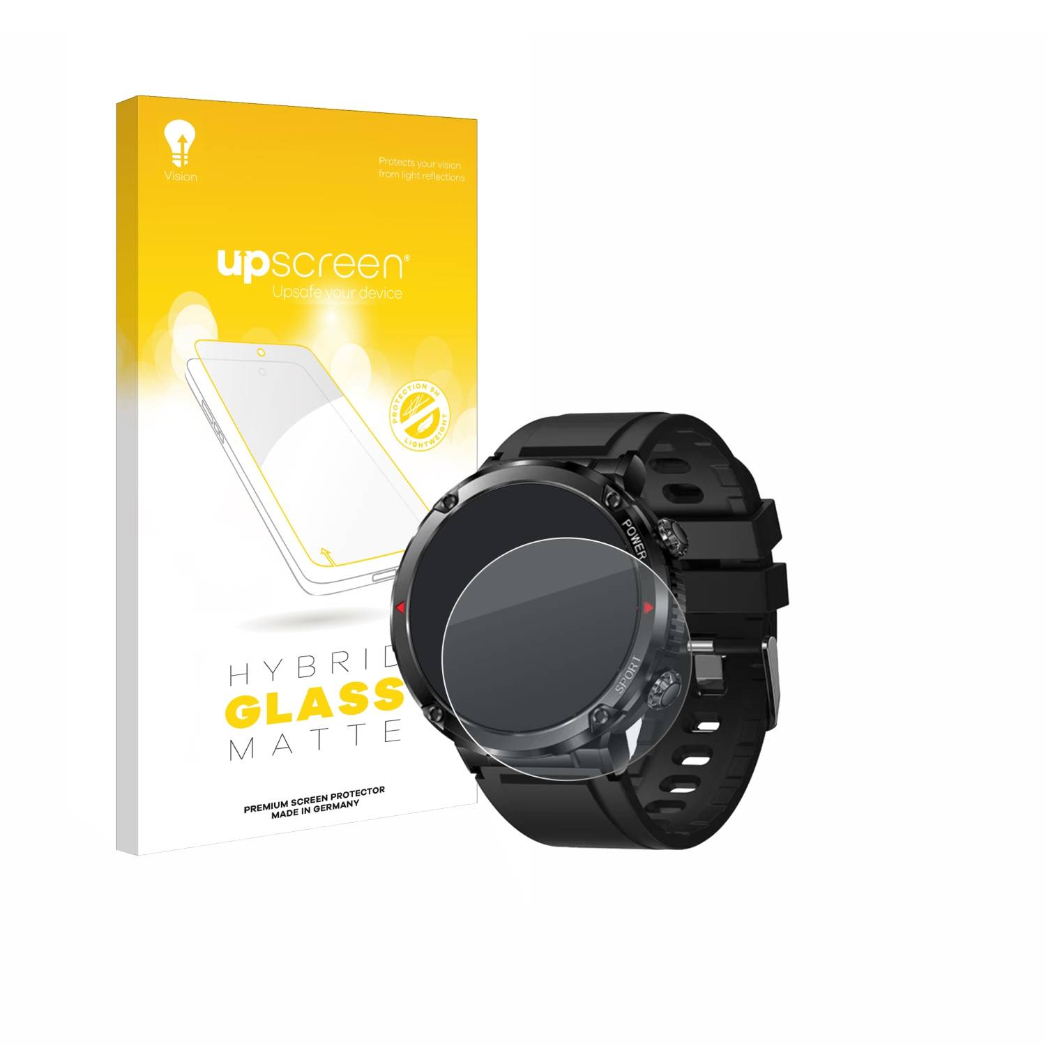 upscreen Hybrid Glas Matt Schutz-Folie für LIGE Smartwatch 1.6