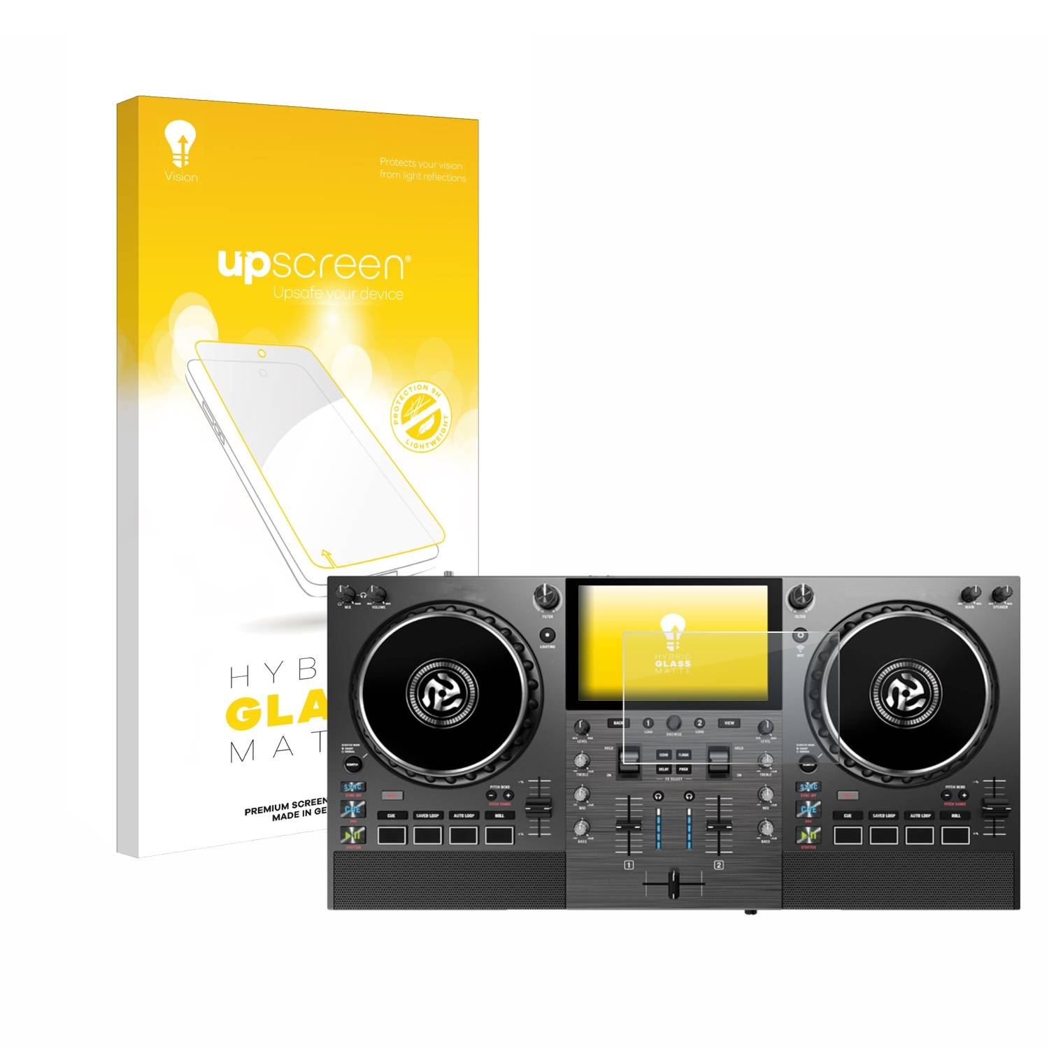upscreen Hybrid Glas Matt Schutz-Folie für Numark Mixstream Pro Go