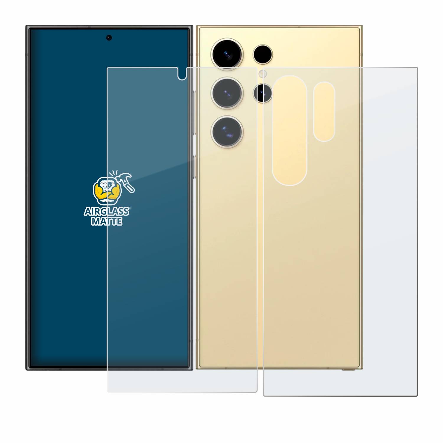 BROTECT AirGlass Matt Glas Schutz Folie für Samsung Galaxy S24 Ultra (case-friendly) (Display+Rückseite)