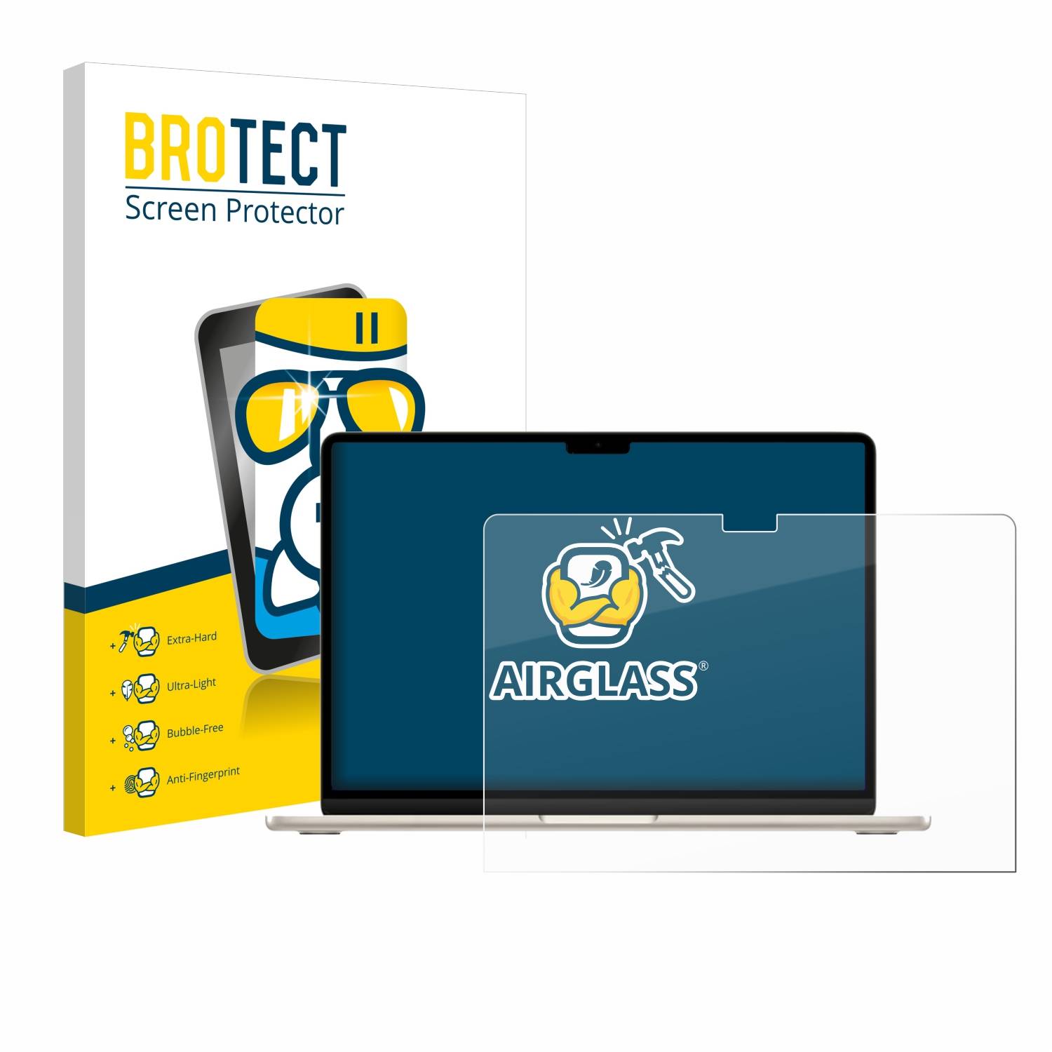 BROTECT AirGlass Glas Schutz-Folie für Apple MacBook Air 15 M2 2022 - Schutzglas