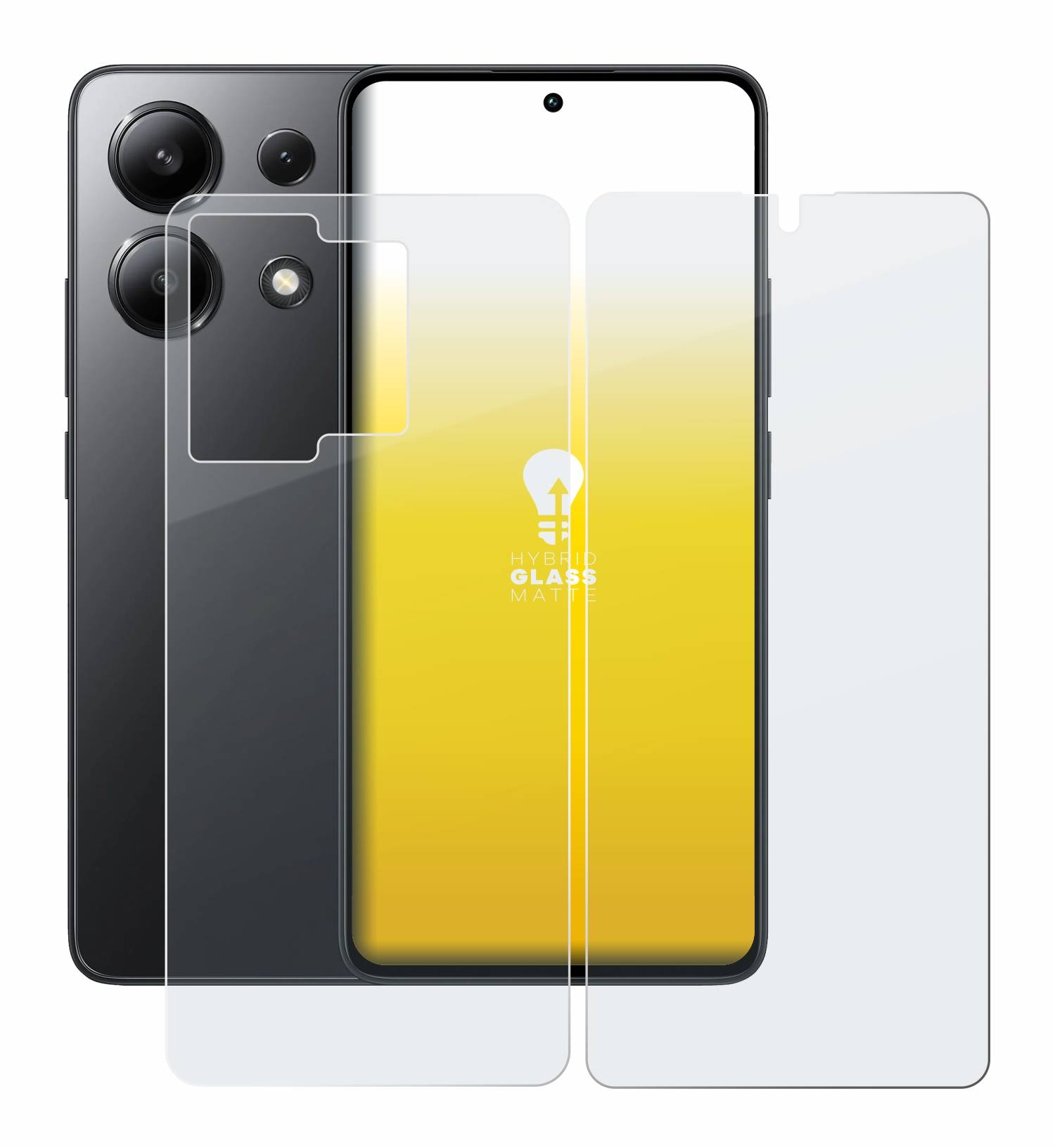 upscreen Hybrid Glas Matt Schutz-Folie für Xiaomi Redmi Note 13 5G (Display+Rückseite)