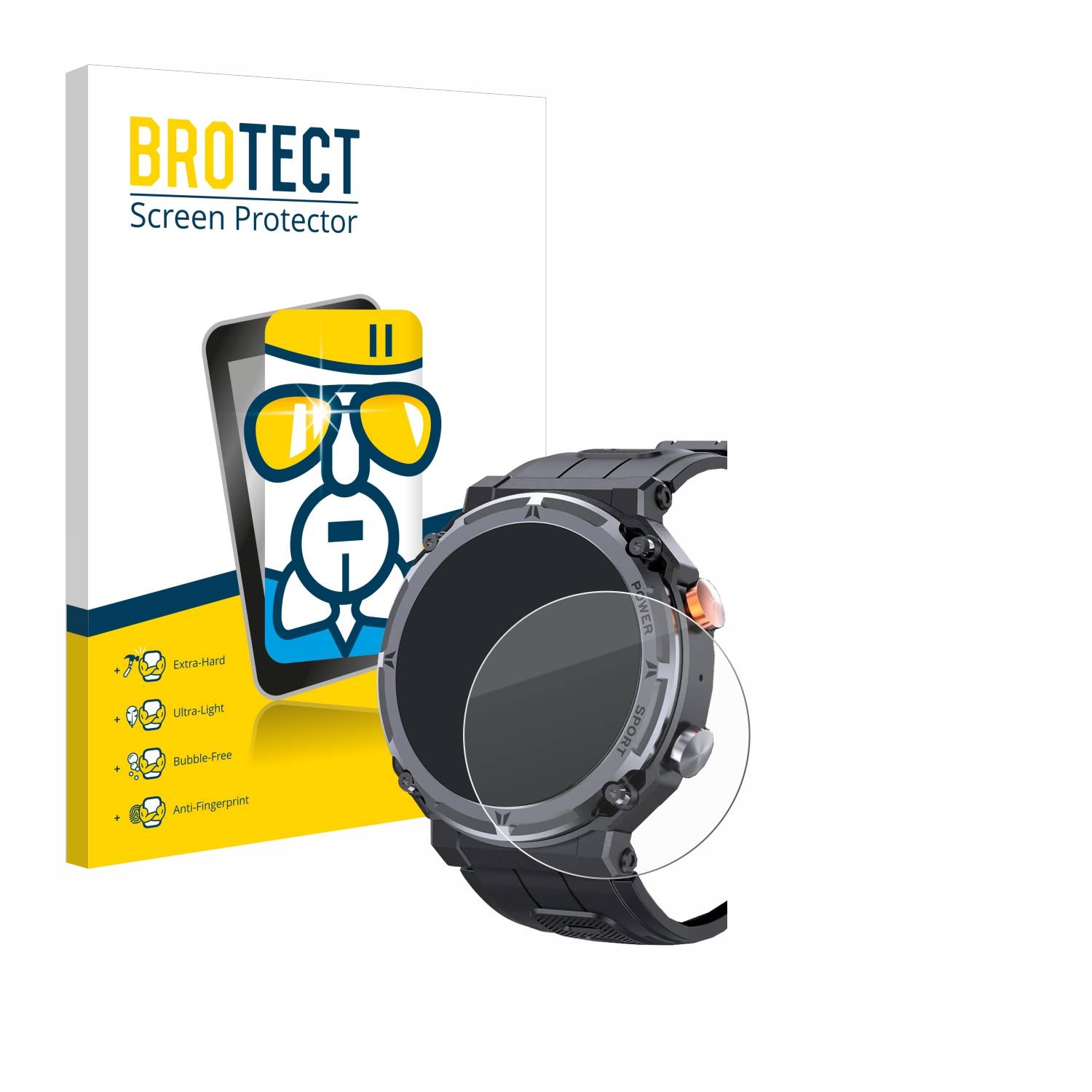 BROTECT AirGlass Glas Schutz-Folie für bedee Smartwatch 1.39 - Schutzglas