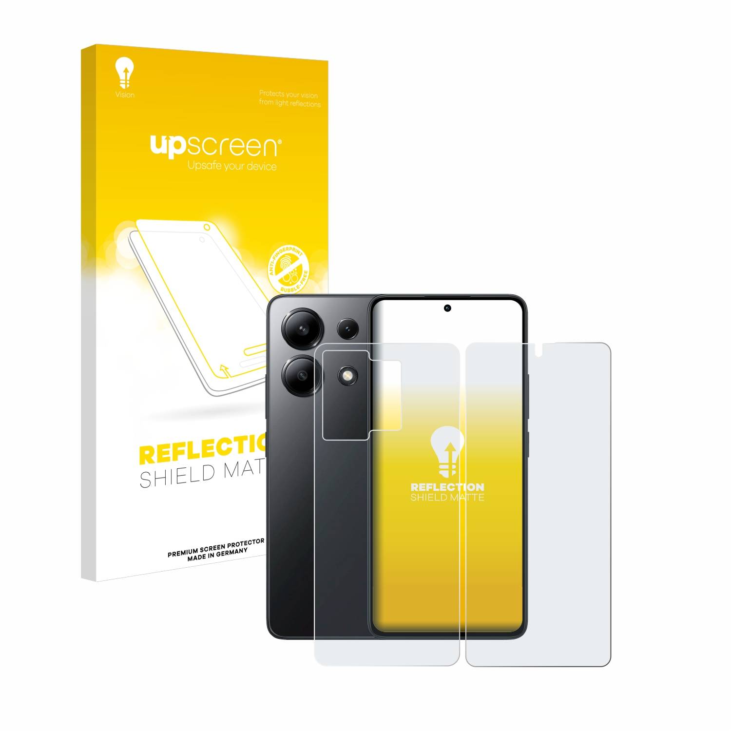 upscreen Reflection Shield Matt Schutzfolie für Xiaomi Redmi Note 13 4G (Display+Rückseite)