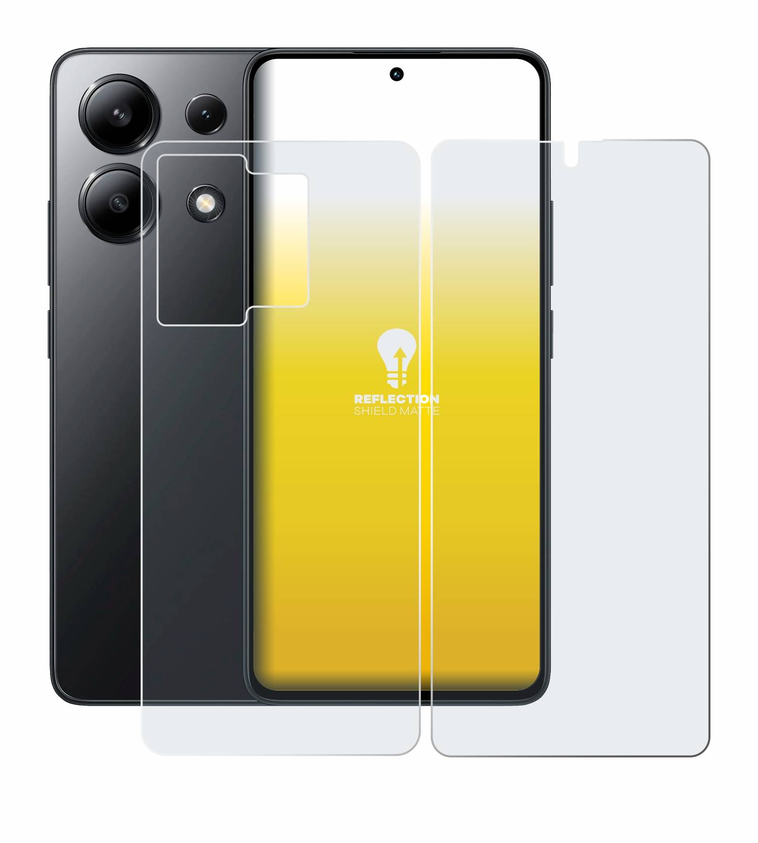 upscreen Reflection Shield Matt Schutzfolie für Xiaomi Redmi Note 13 4G (Display+Rückseite)