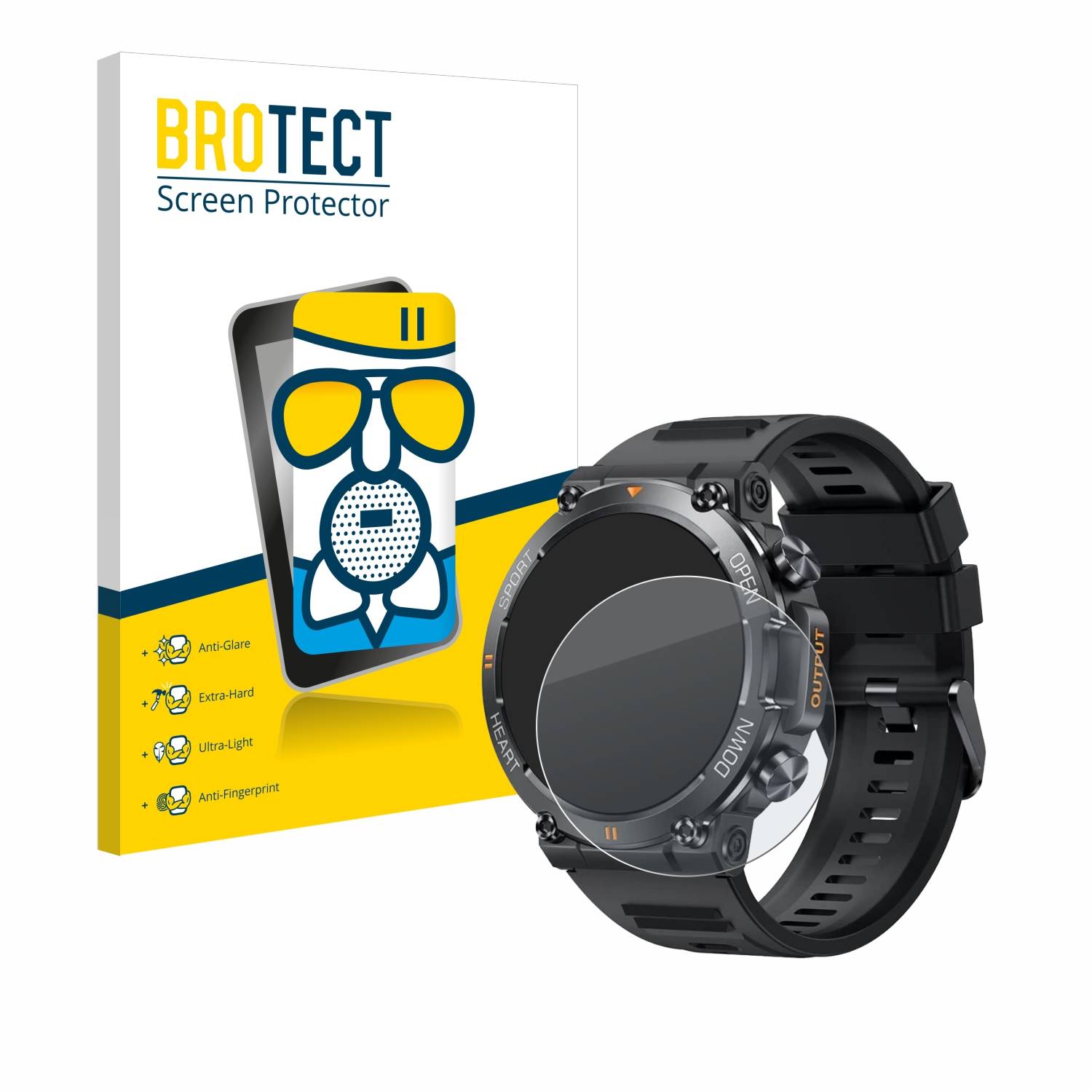 BROTECT AirGlass Matt Glas Panzer Folie für Akkee Smartwatch 1.39
