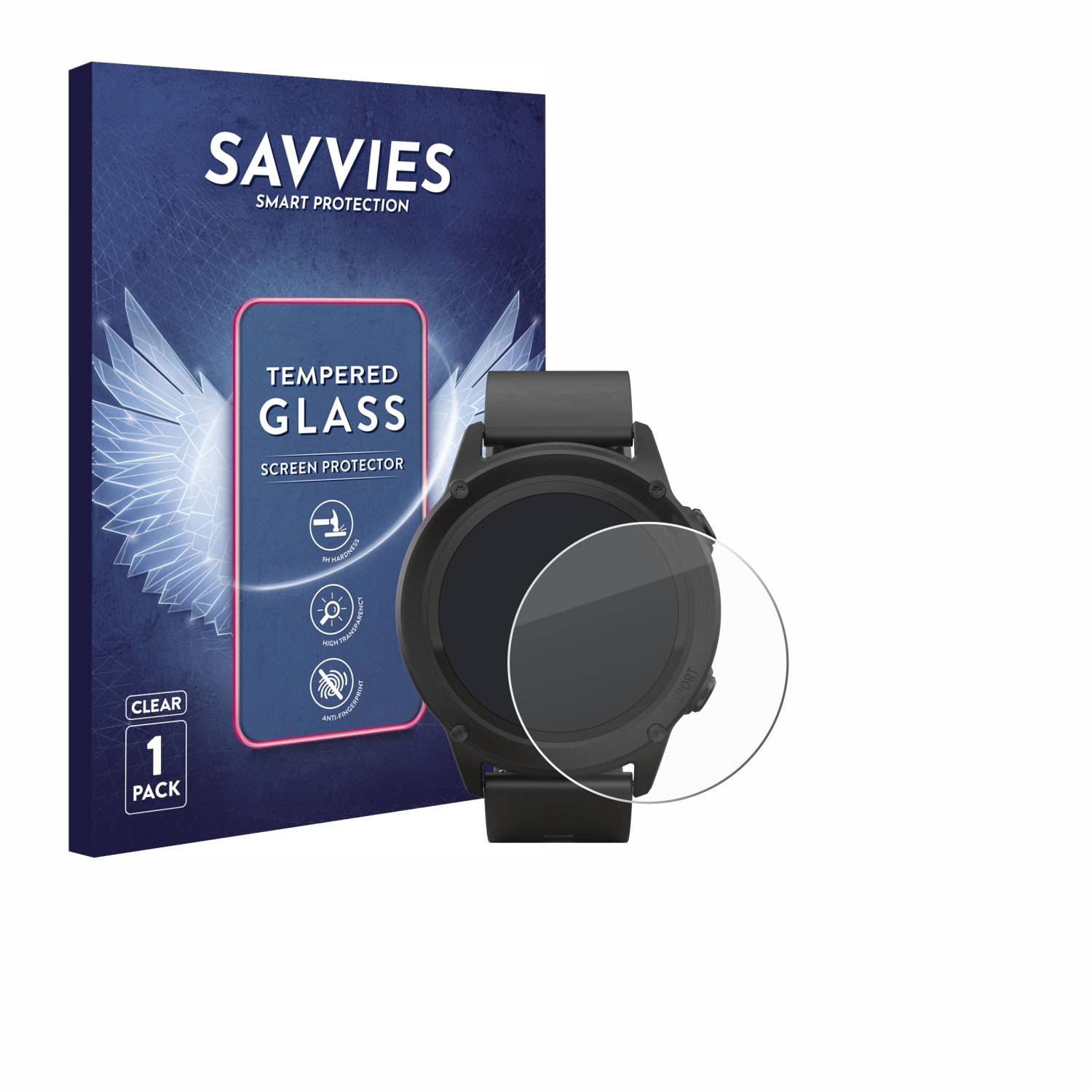 Savvies Clear Schutzglas für SilverCrest Fitness-Smartwatch