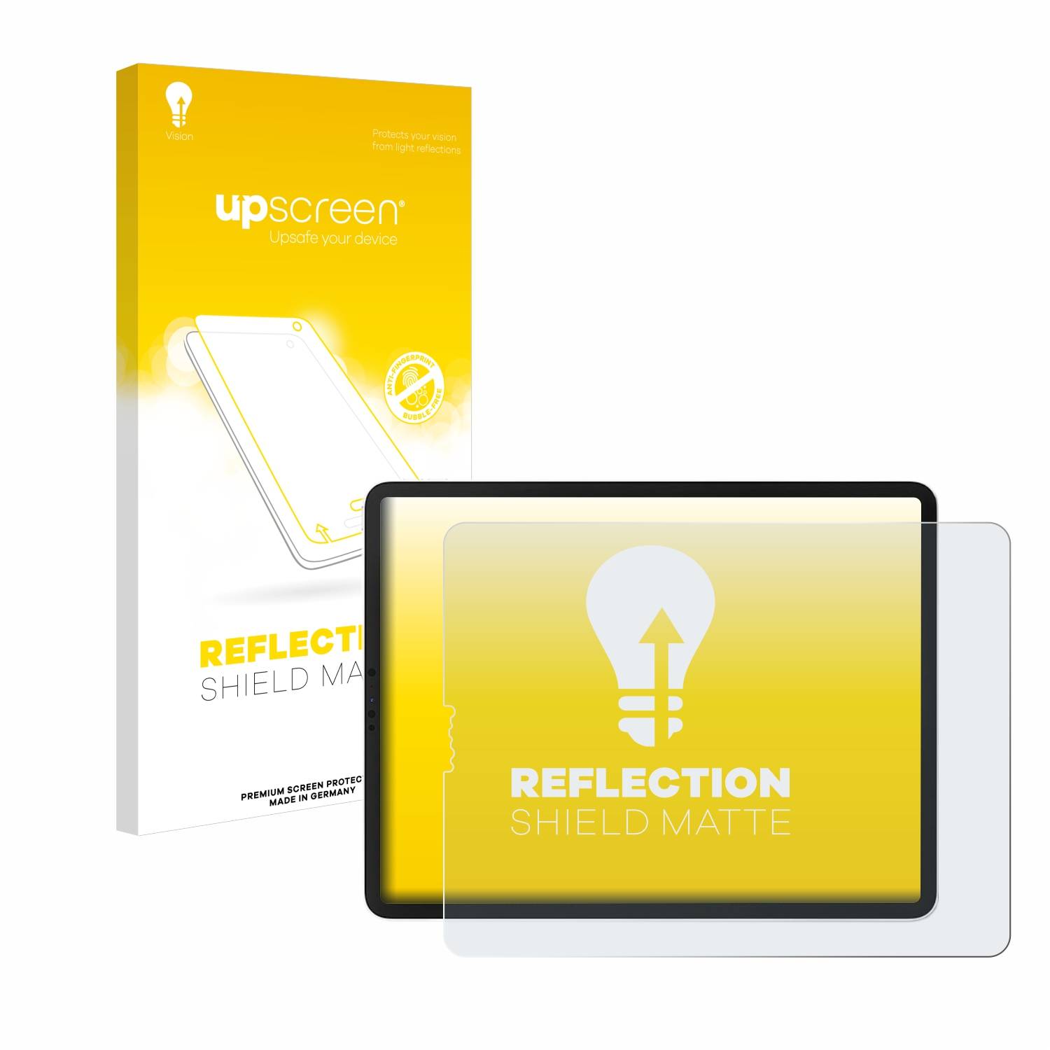 upscreen Reflection Shield Matt Schutzfolie für Apple iPad Pro 12.9 WiFi 2020 (im Querformat, 4. Gen.)