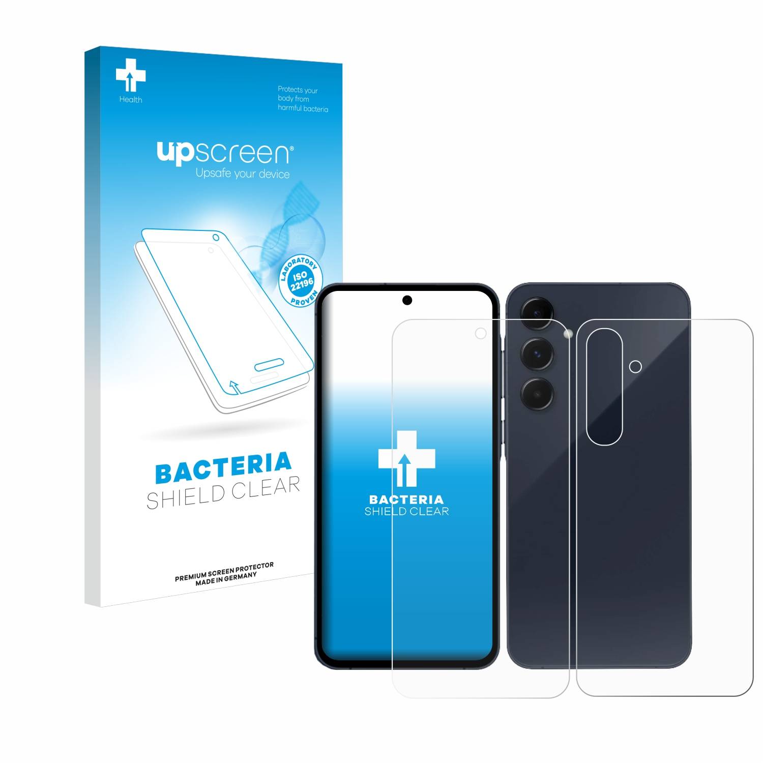 upscreen Bacteria Shield Schutzfolie für Samsung Galaxy A55 5G (Display+Rückseite) - Antibakteriell