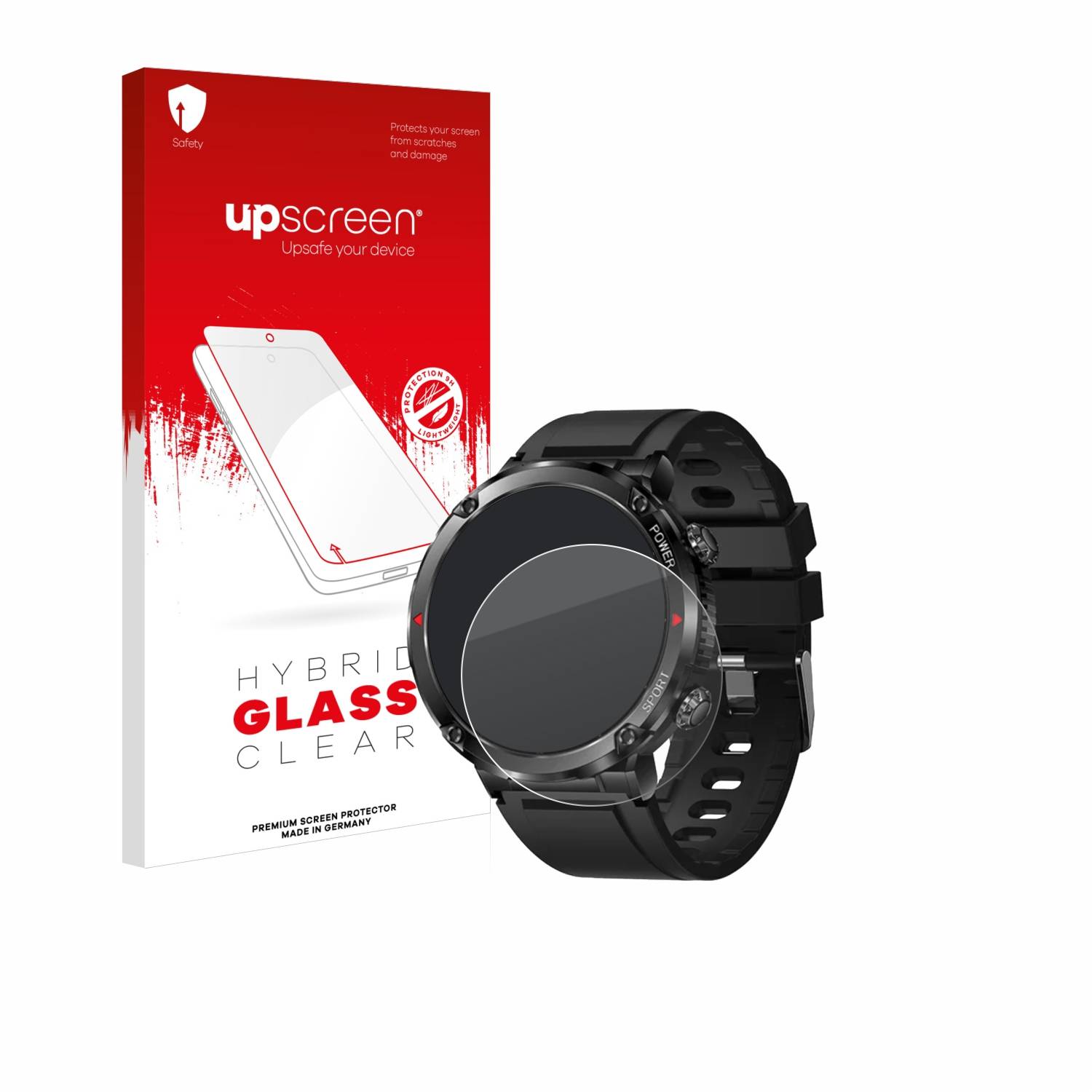 upscreen Hybrid Glas Panzer-Folie für LIGE Smartwatch 1.6