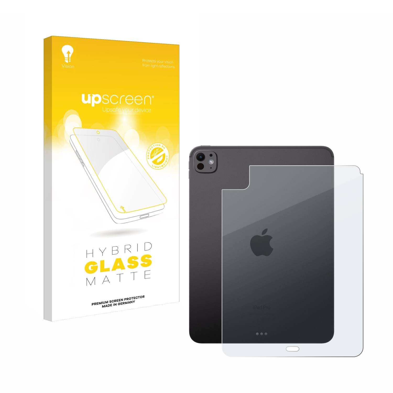 upscreen Hybrid Glas Matt Panzer-Folie für Apple iPad Pro 11 WiFi 2024 (Rückseite)