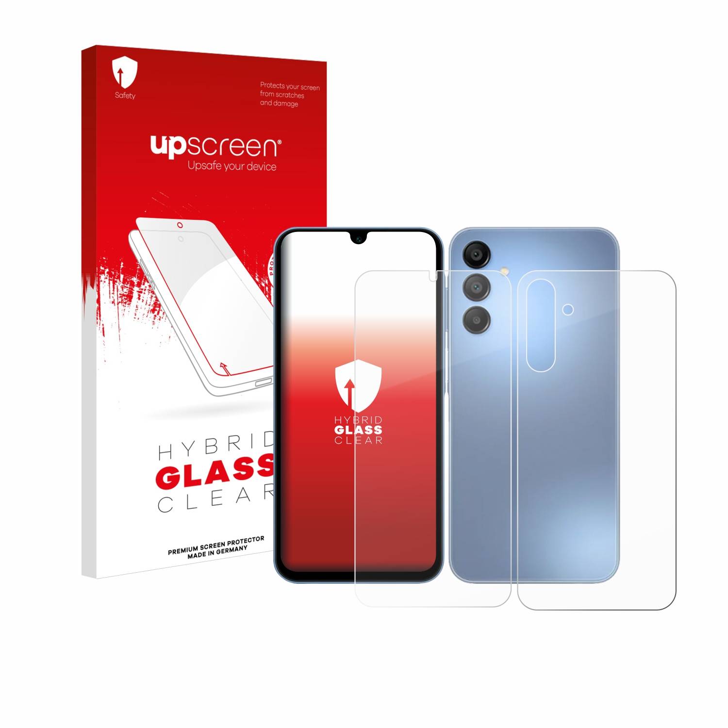 upscreen Hybrid Glas Schutz-Folie für Samsung Galaxy A15 5G (Display+Rückseite)