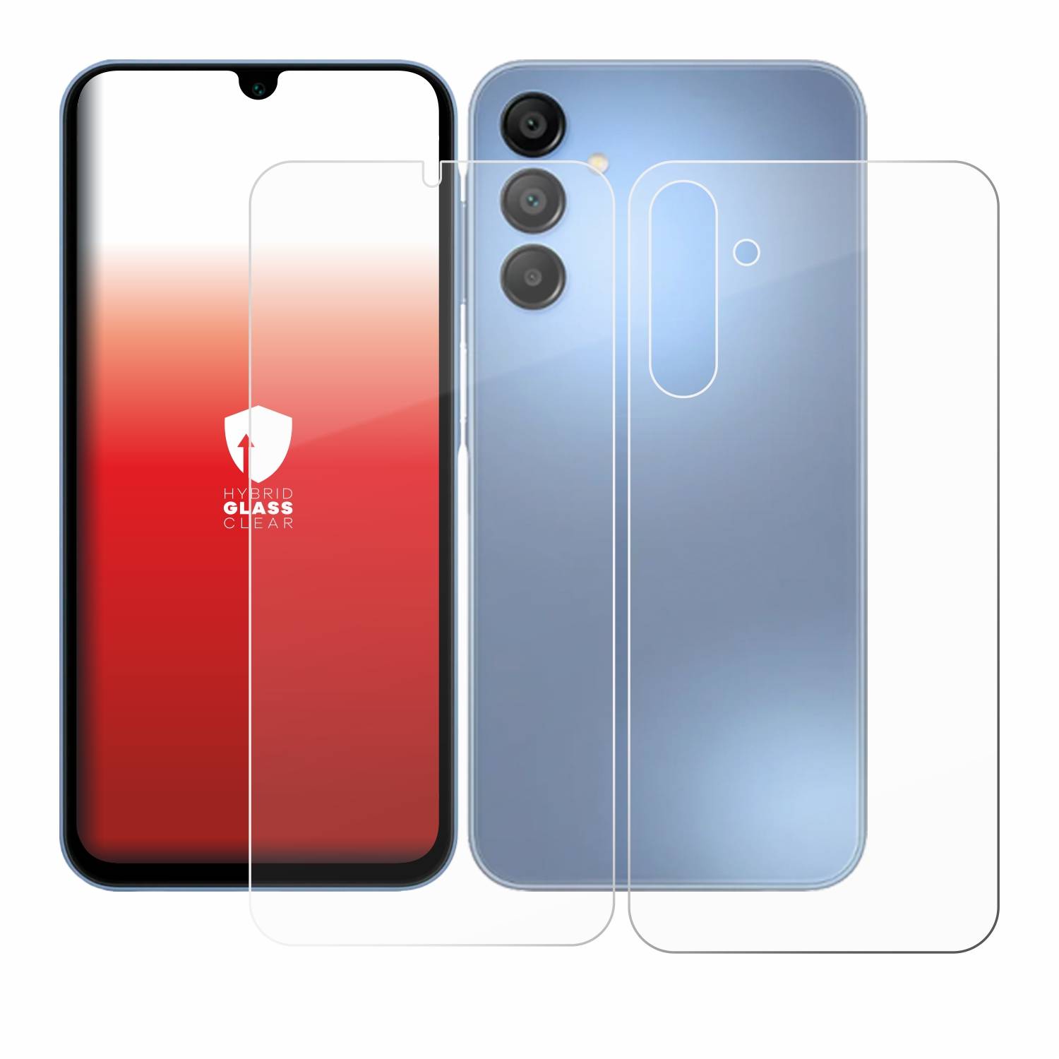upscreen Hybrid Glas Schutz-Folie für Samsung Galaxy A15 5G (Display+Rückseite)