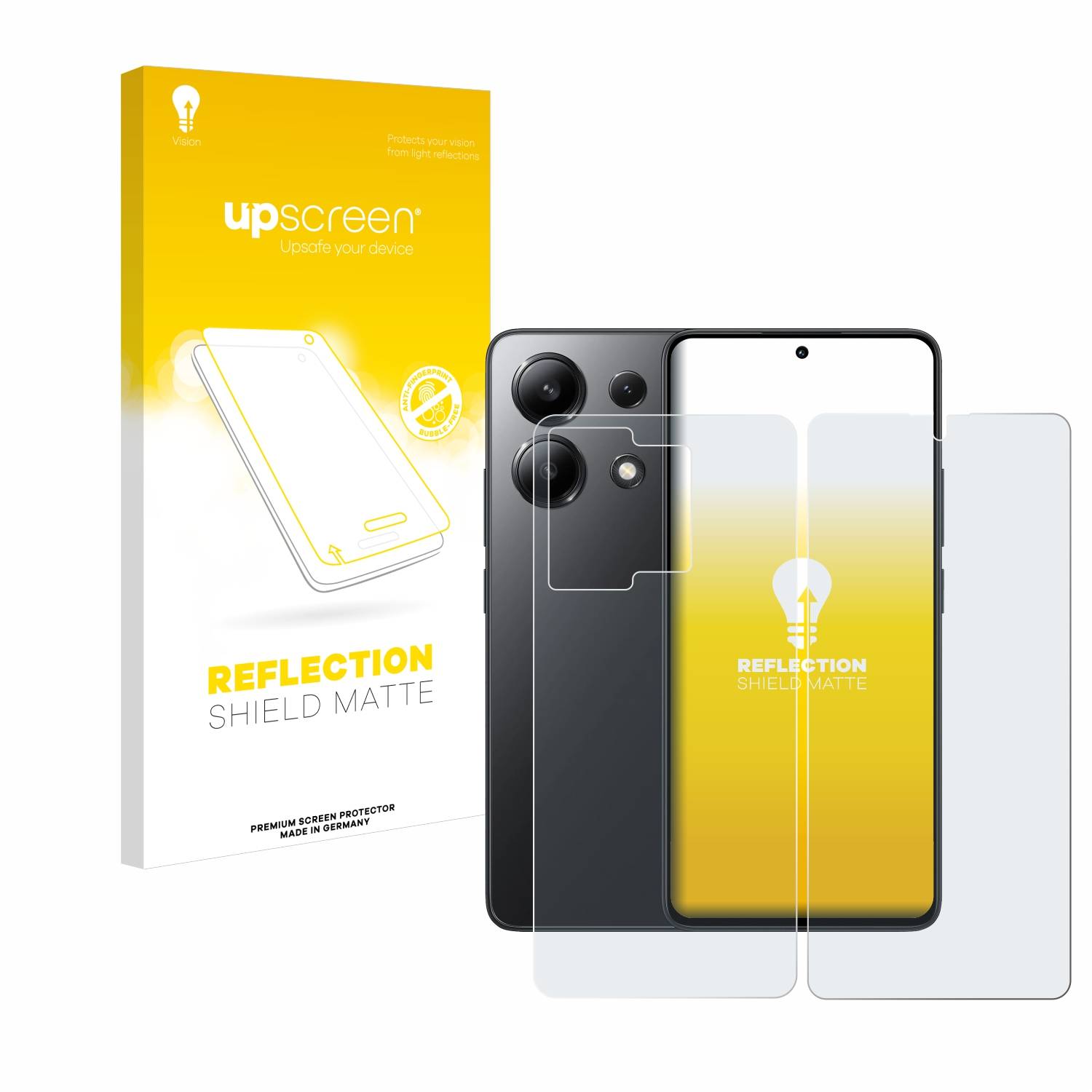 upscreen Reflection Shield Matt Schutzfolie für Xiaomi Redmi Note 13 (Display+Rückseite)