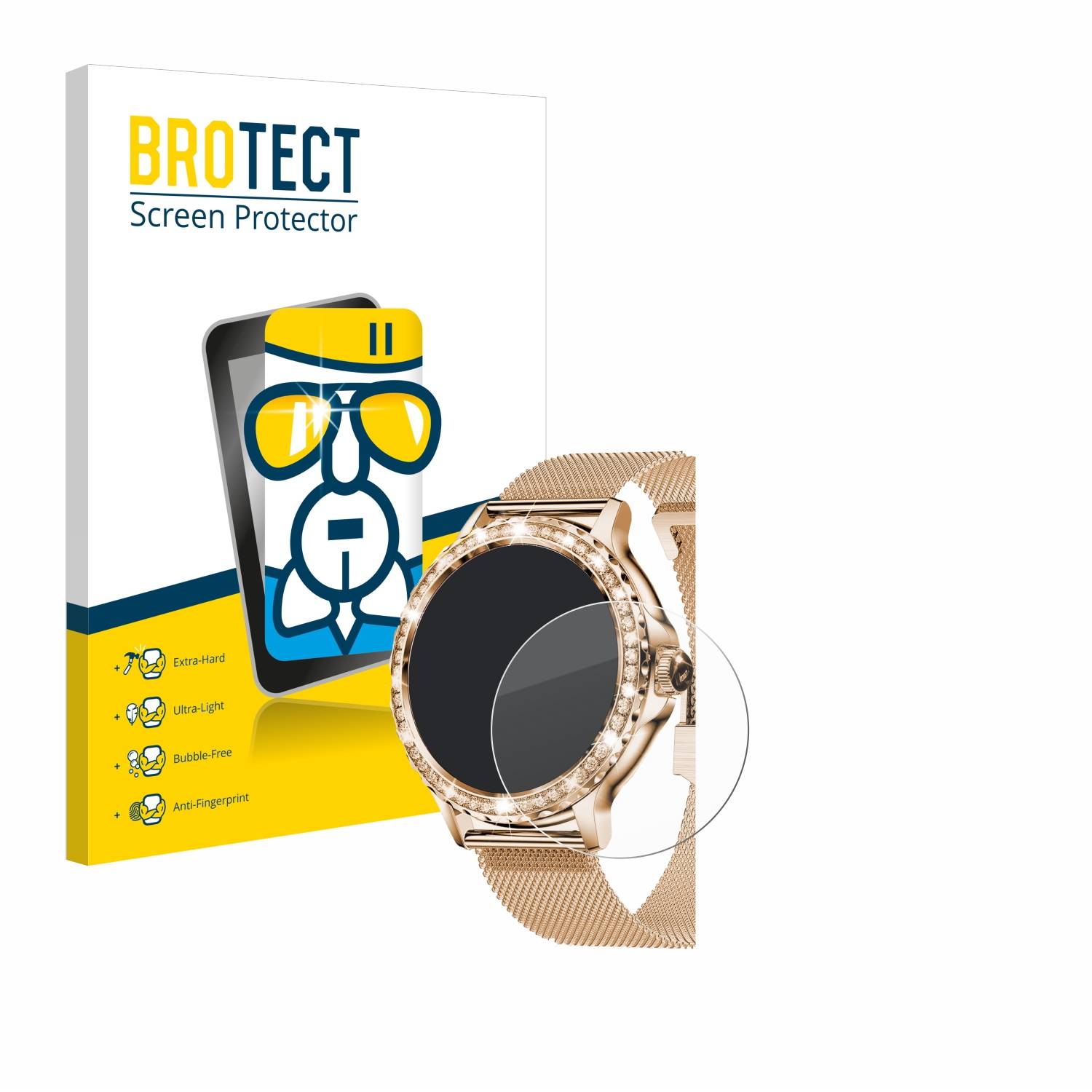 BROTECT AirGlass Glas Schutz-Folie für walkbee Smartwatch 1.3 (rund) - Schutzglas