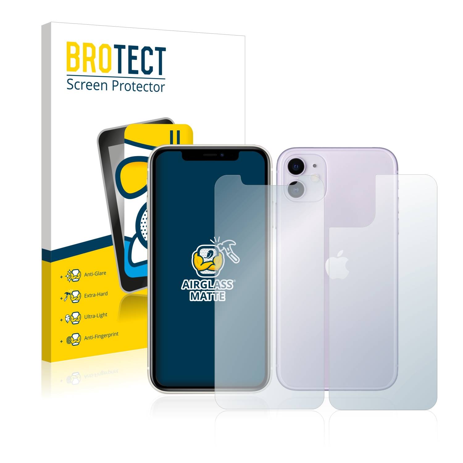 BROTECT AirGlass Matt Glas Schutz Folie für Apple iPhone 11 (Display+Rückseite)