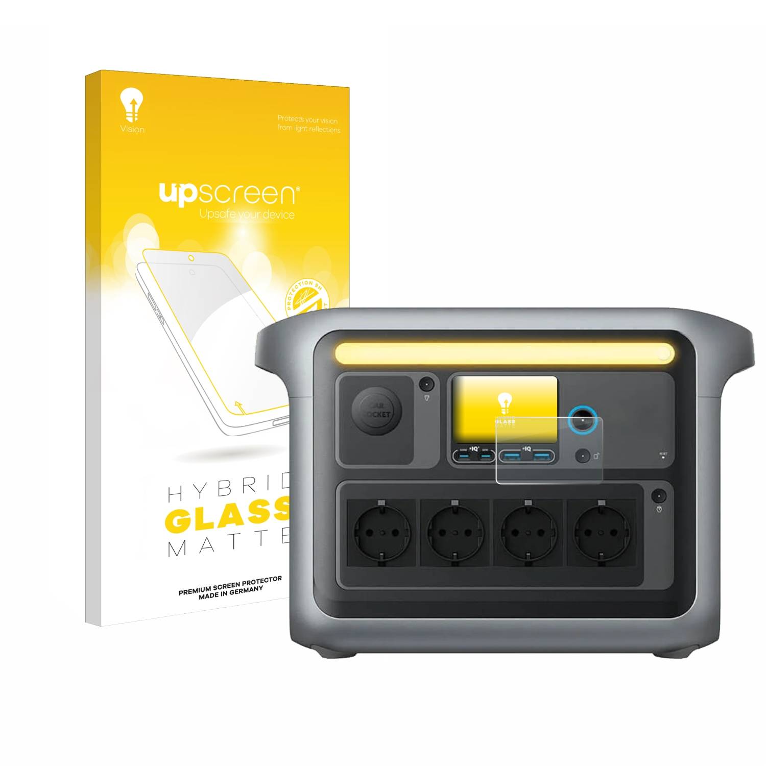 upscreen Hybrid Glas Matt Panzer-Folie für Anker SOLIX C1000X