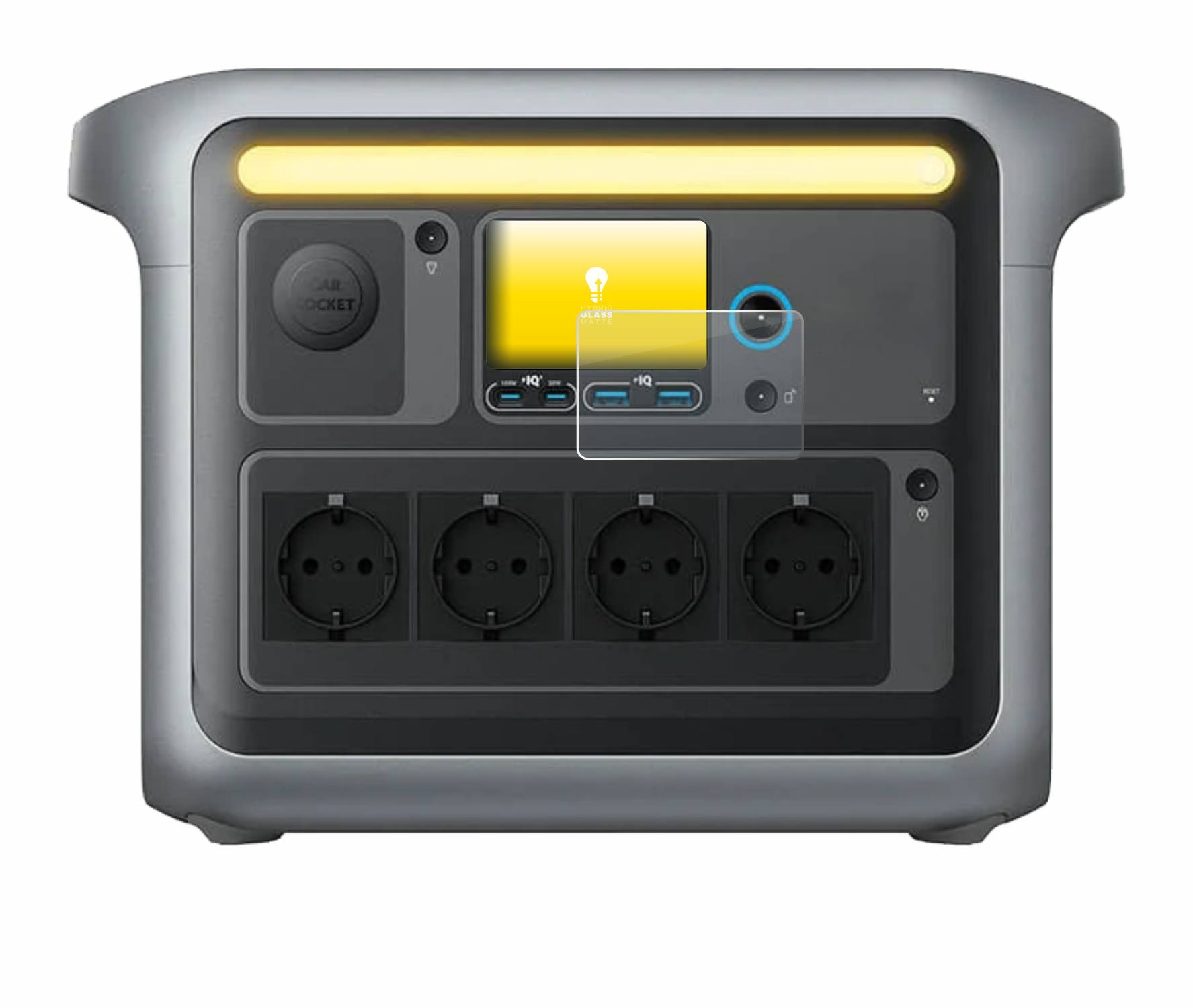 upscreen Hybrid Glas Matt Panzer-Folie für Anker SOLIX C1000X