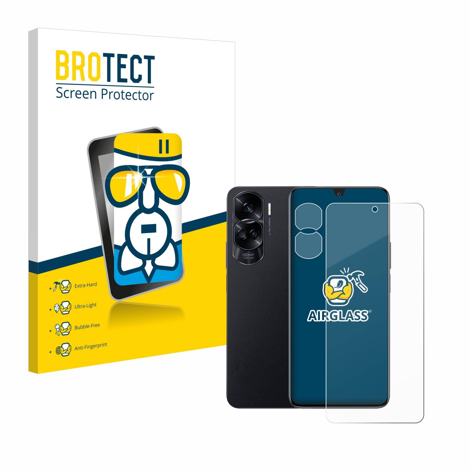 BROTECT AirGlass Glas Schutz-Folie für Honor 90 Lite (Display+Kamera) - Schutzglas