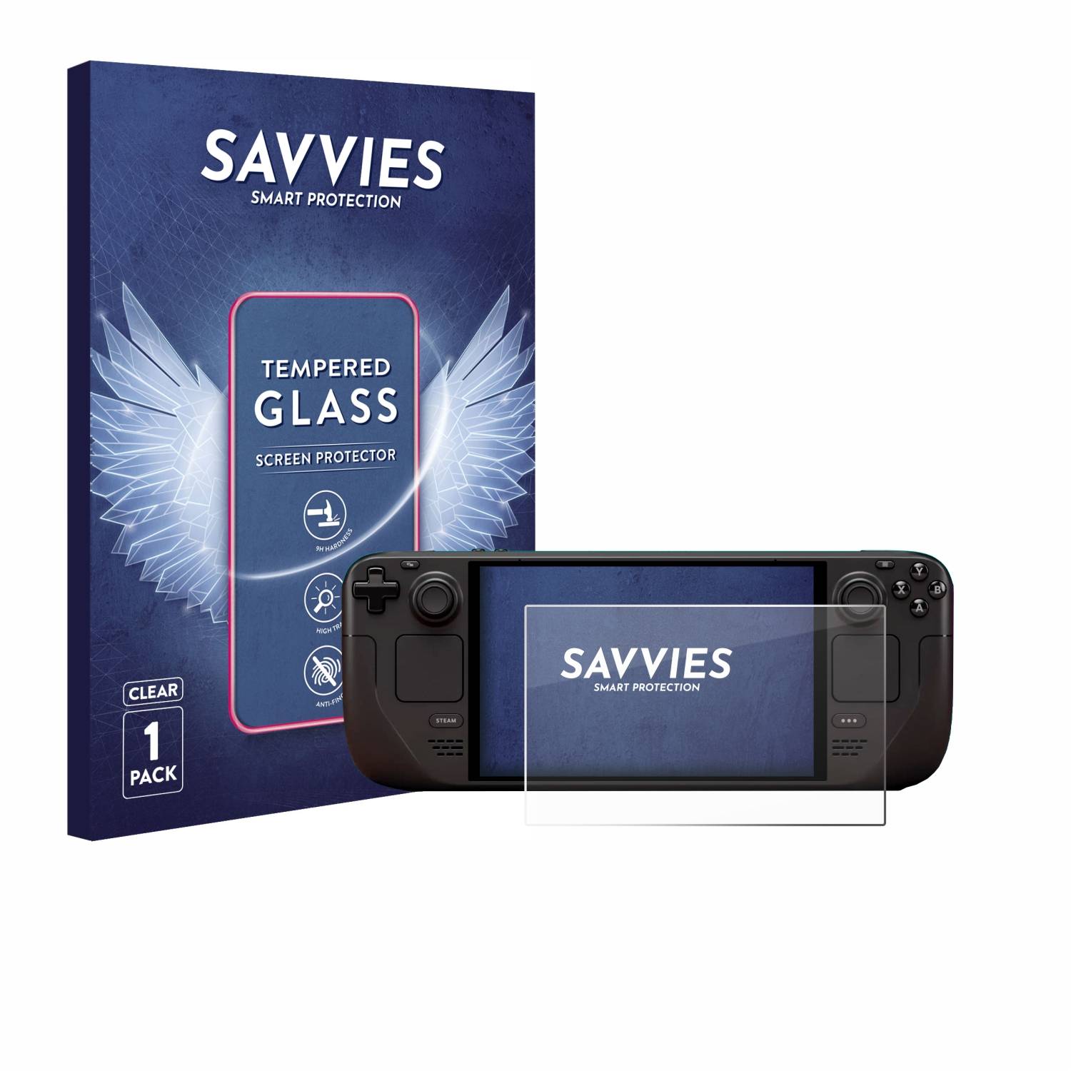Savvies Schutzglas für Valve Steam Deck OLED Echtglas 9H-Härte klar