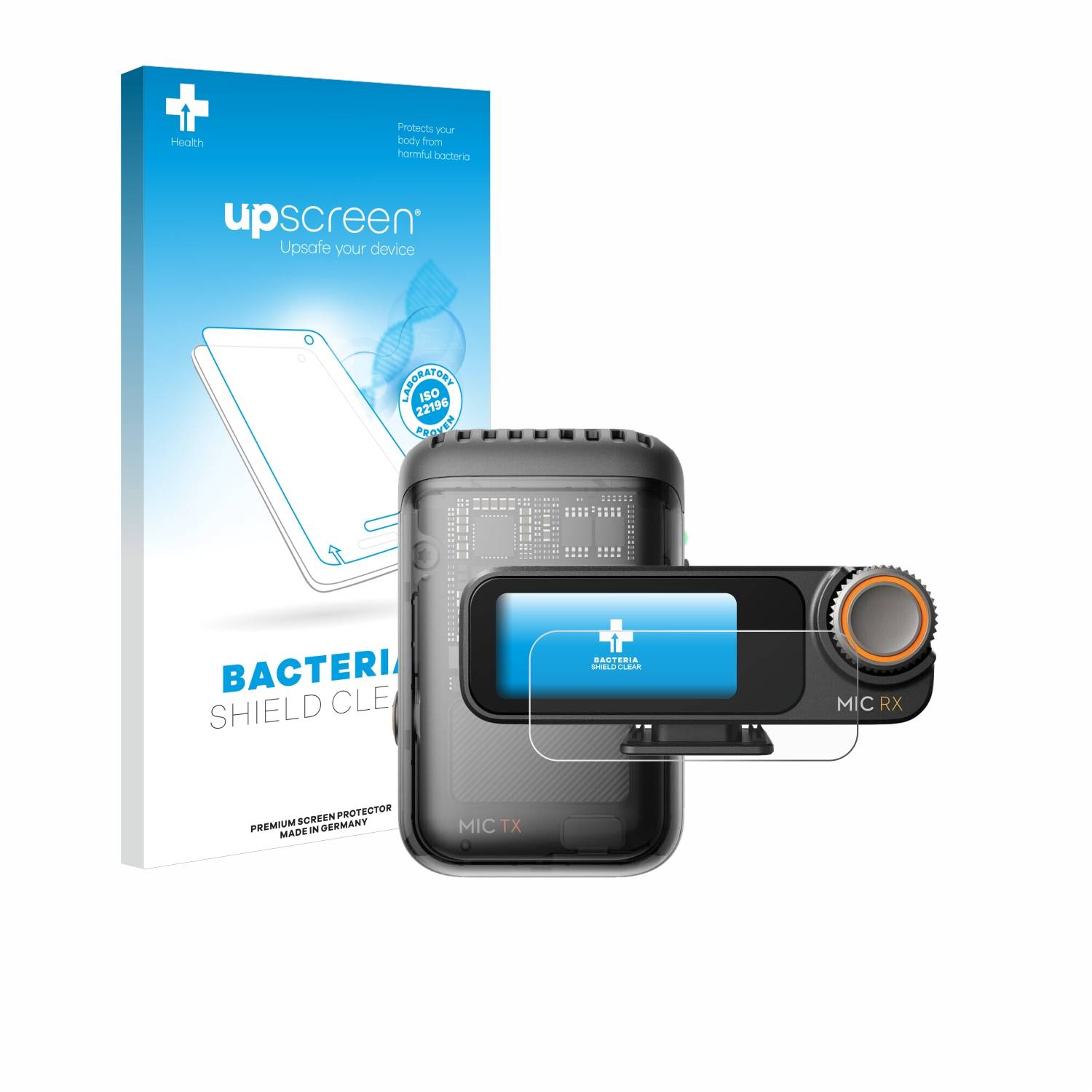 upscreen Bacteria Shield Schutzfolie für DJI Mic 2 (Receiver) - Antibakteriell