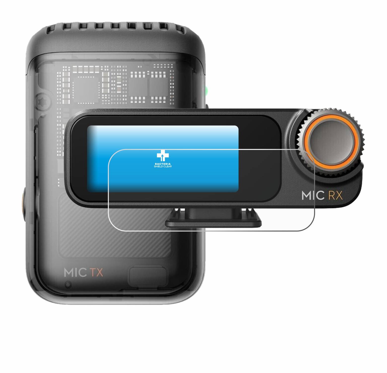 upscreen Bacteria Shield Schutzfolie für DJI Mic 2 (Receiver) - Antibakteriell