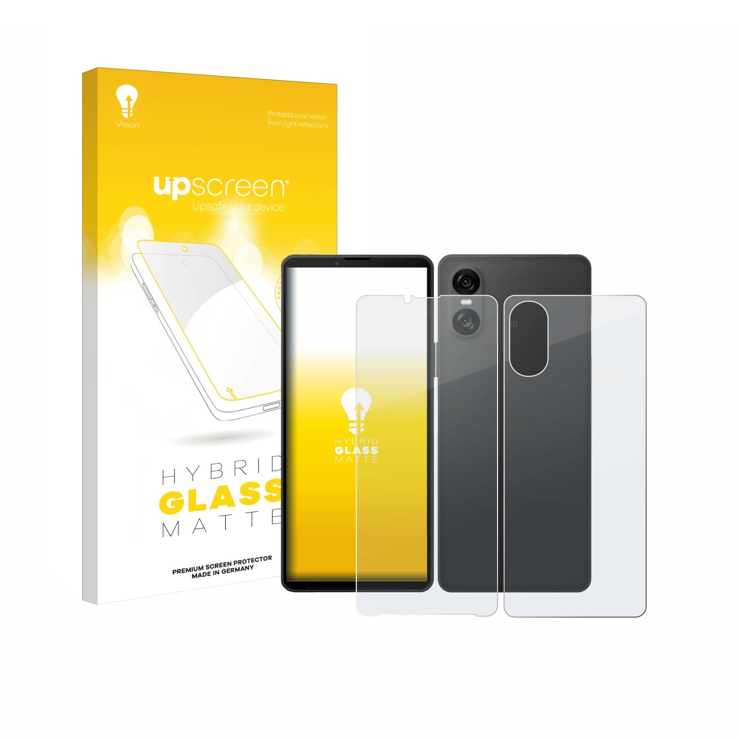 upscreen Hybrid Glas Matt Schutz-Folie für Sony Xperia 10 VI (Display+Rückseite)